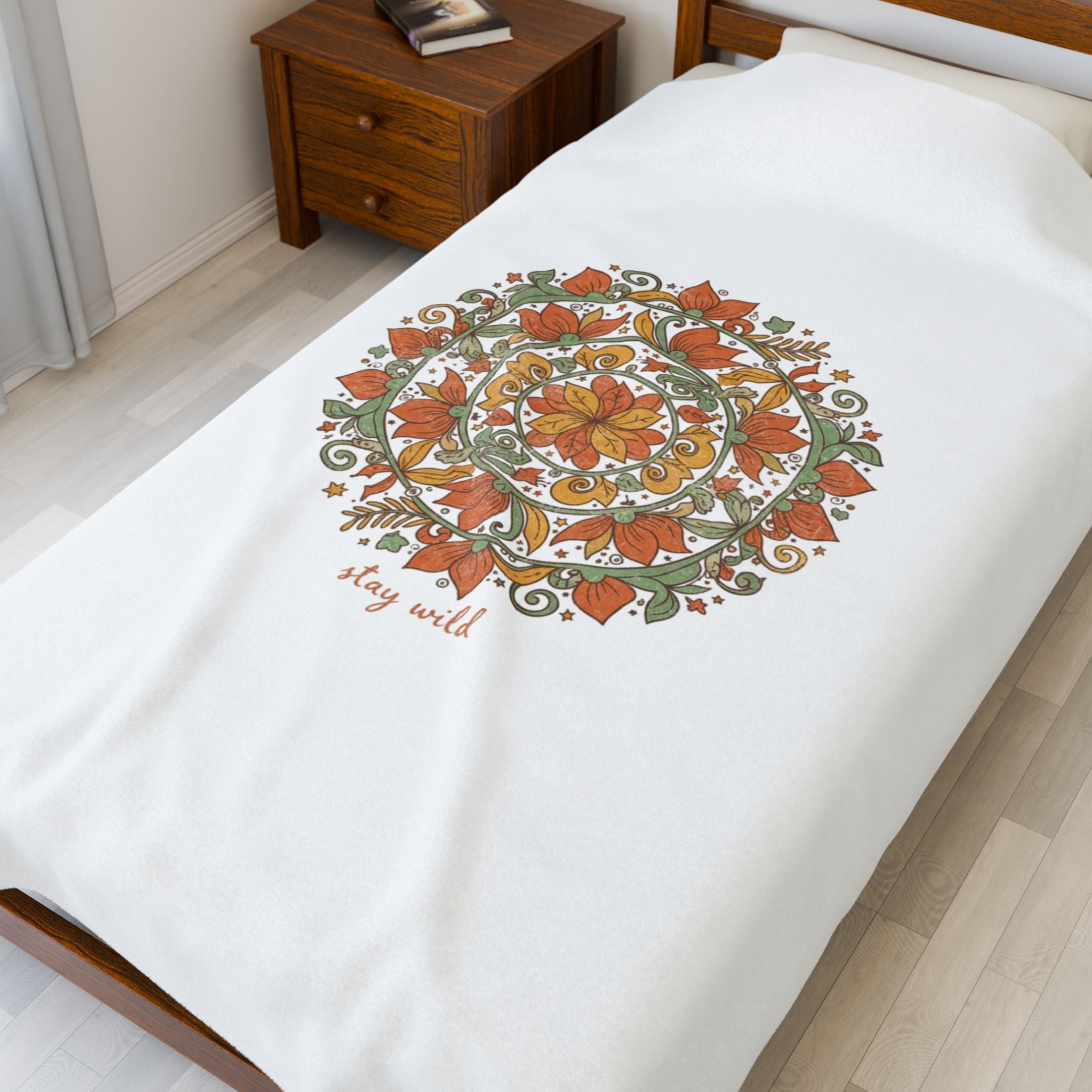 Handcrafted Mandala Pattern Velveteen Plush Blanket | Boho Paisley Tapestry Aesthetic