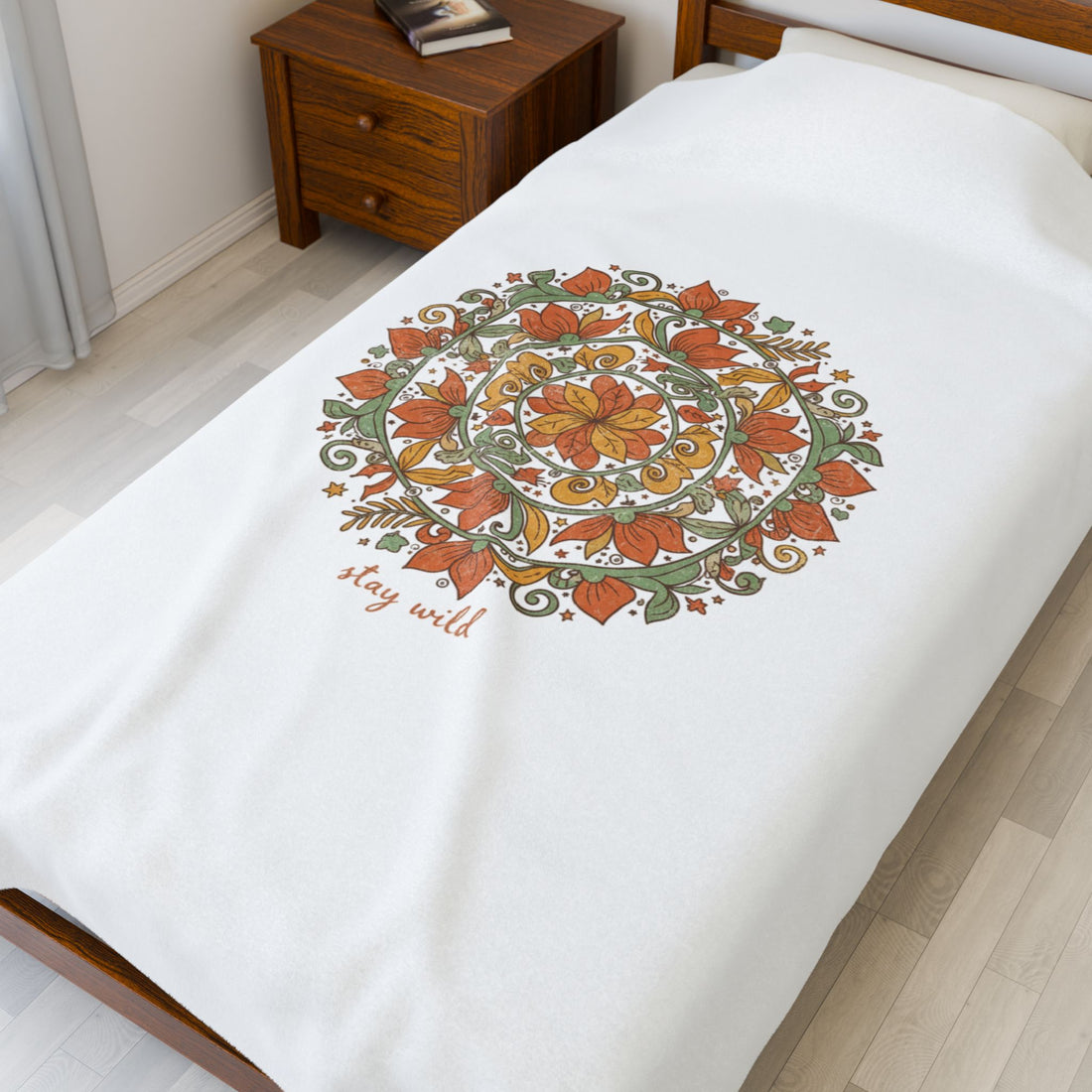 Handcrafted Mandala Pattern Velveteen Plush Blanket | Boho Paisley Tapestry Aesthetic