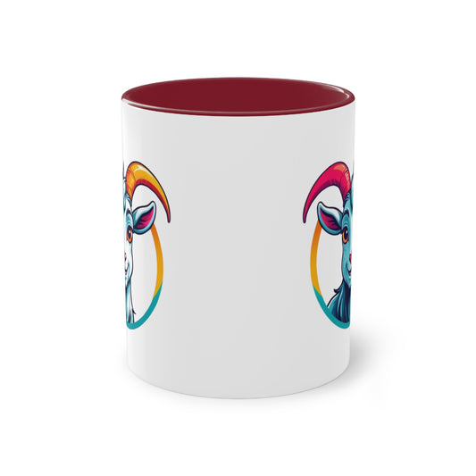 Colorful Goat Graphic Coffee Mug, Unique Drinkware for Animal Lovers, Fun Gift for Birthdays, Housewarming, or Pet Lovers