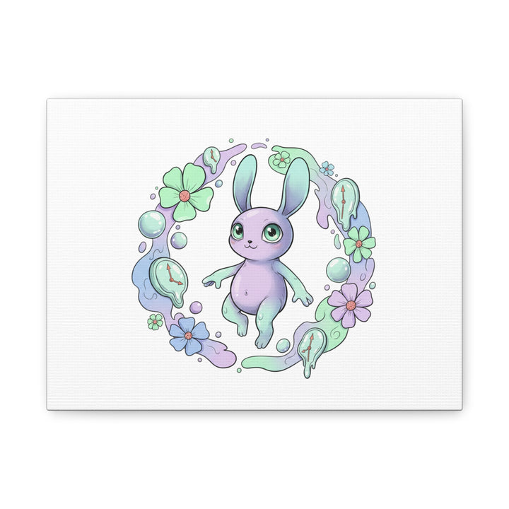 Micro-Surreal Bunny Wreath Canvas | Weirdcore Micro-Surrealism Art