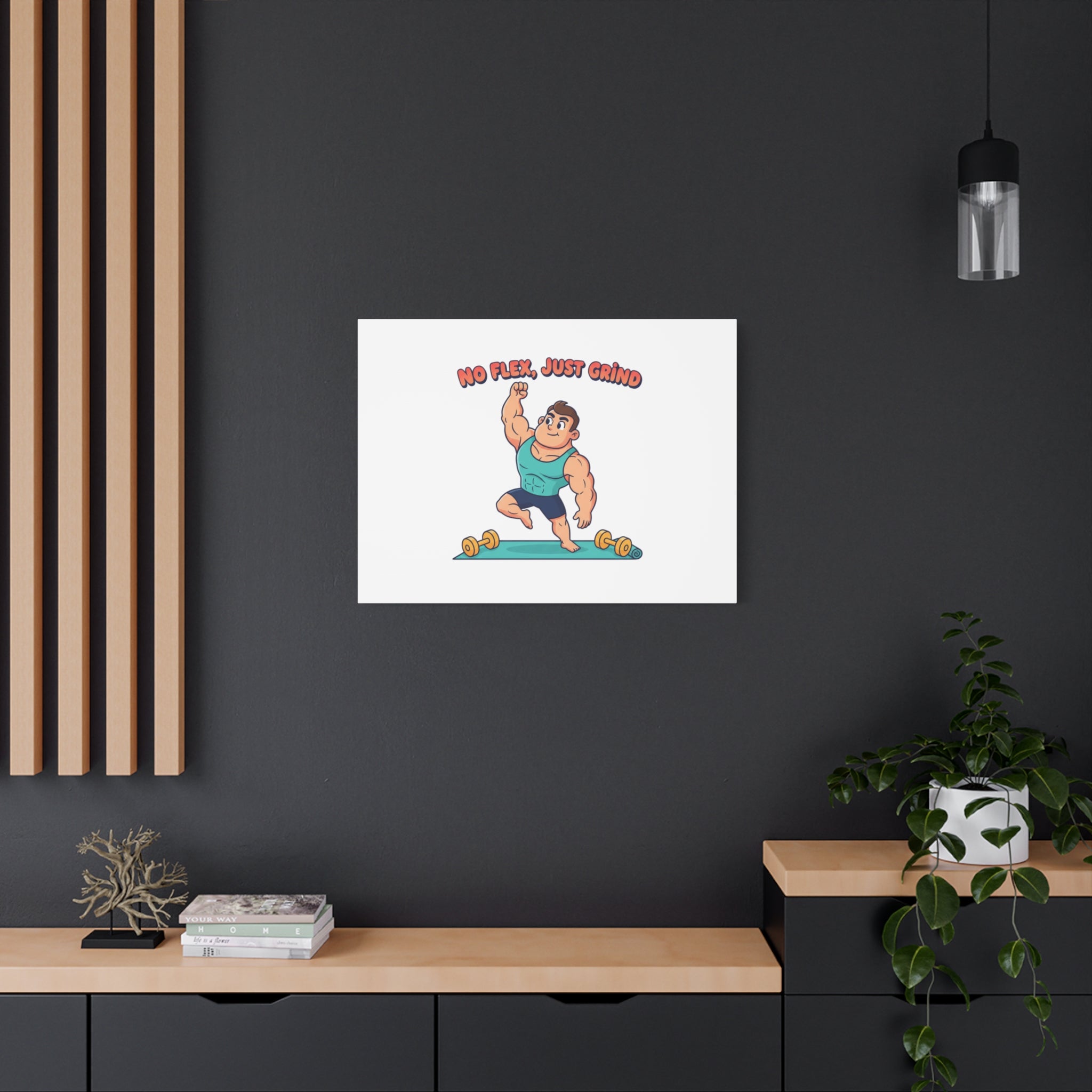 No Flex Just Grind canvas, Gymtimidation humor wall art | start small fitness décor