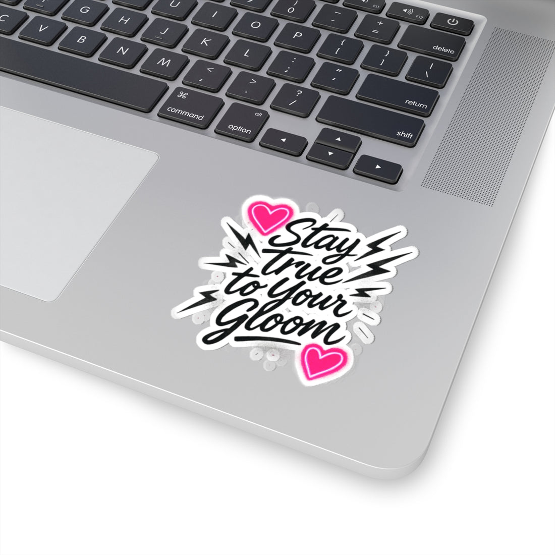 Stay True to Your Gloom Kiss-Cut Sticker — Pink Hearts & Lightning Decal
