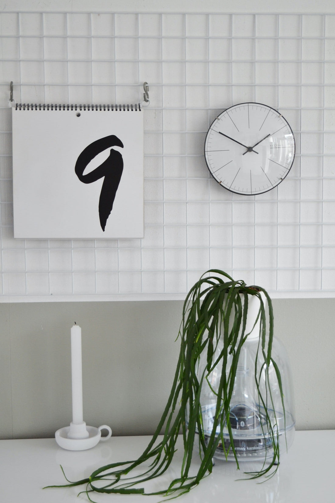 Wall clock/ Table clock-  20 cm- Glass - Dome Shaped Glass- 'Big Stripe Mini Dome' - Goat Corp