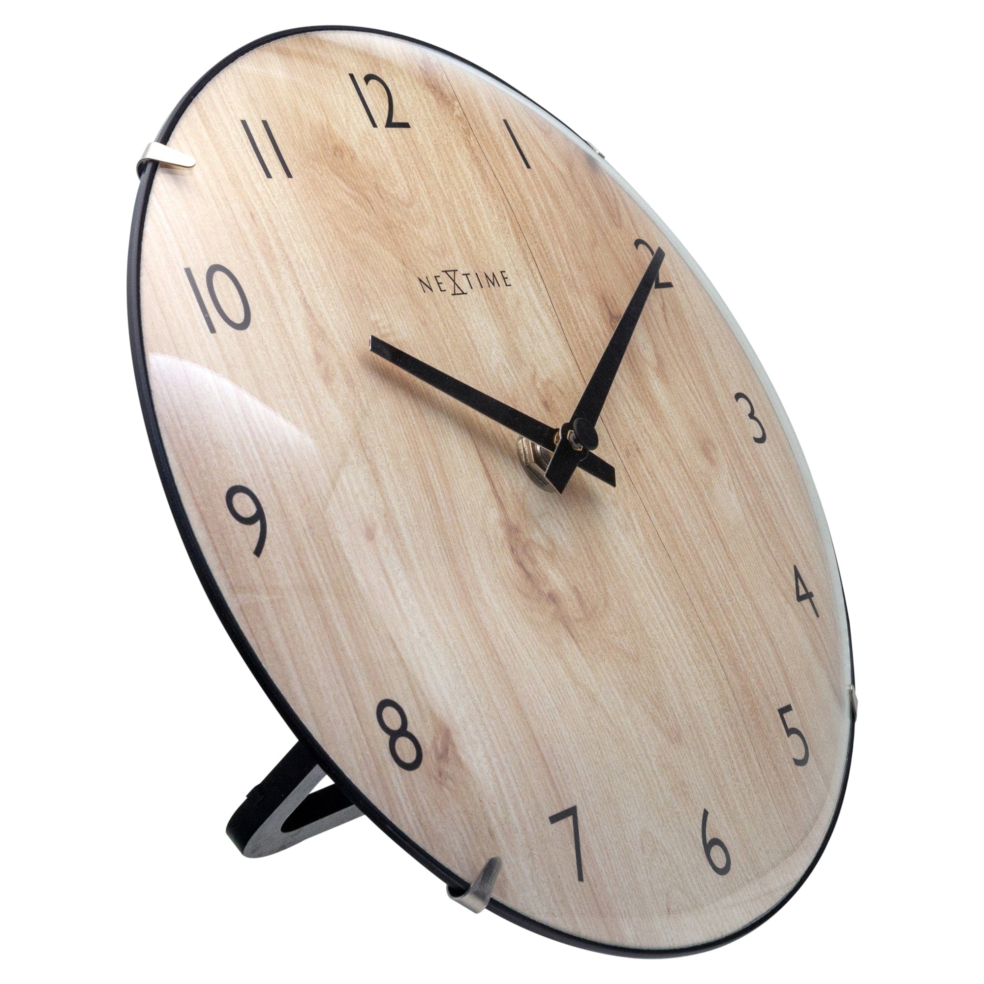 Table/Wall clock 20cm - Domed glass lens - Silent - Light Wood color - Glass - "Edge Wood Mini" - Goat Corp