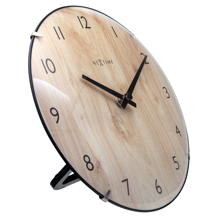 Table/Wall clock 20cm - Domed glass lens - Silent - Light Wood color - Glass - "Edge Wood Mini" - Goat Corp