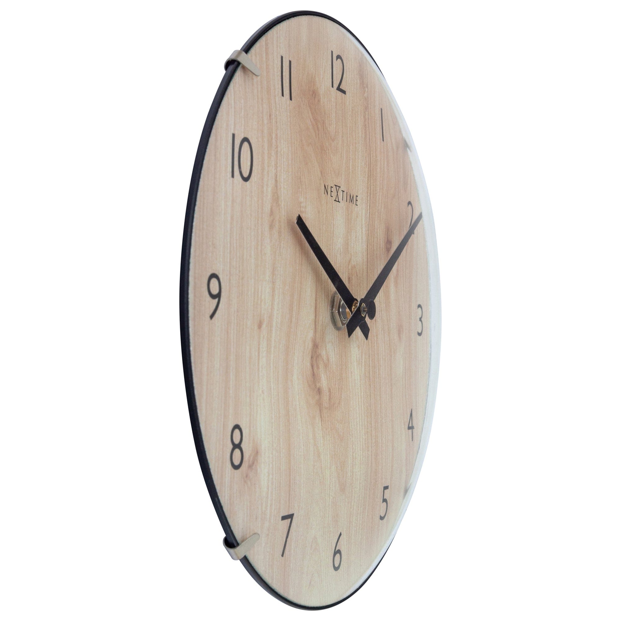 Table/Wall clock 20cm - Domed glass lens - Silent - Light Wood color - Glass - "Edge Wood Mini" - Goat Corp