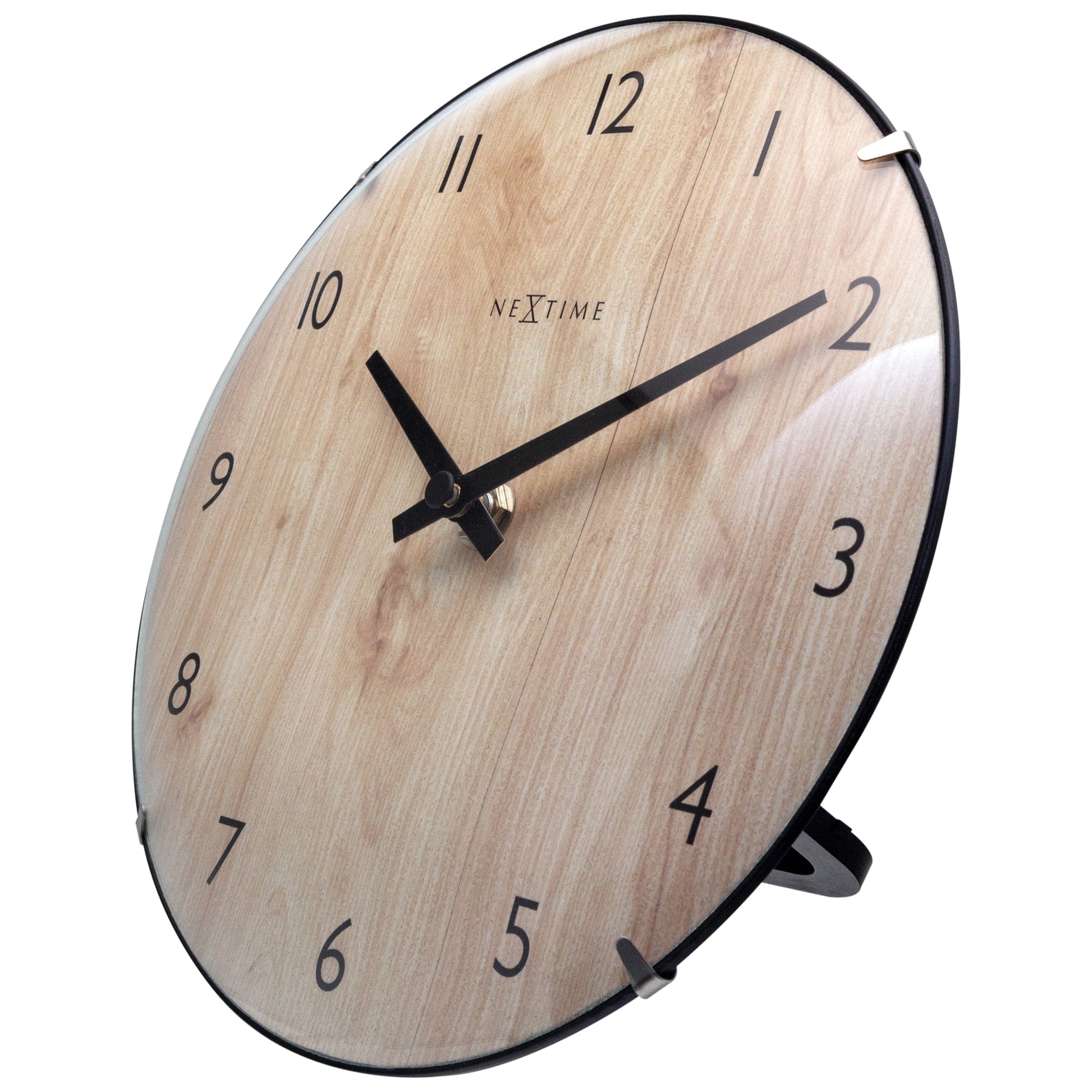 Table/Wall clock 20cm - Domed glass lens - Silent - Light Wood color - Glass - "Edge Wood Mini" - Goat Corp