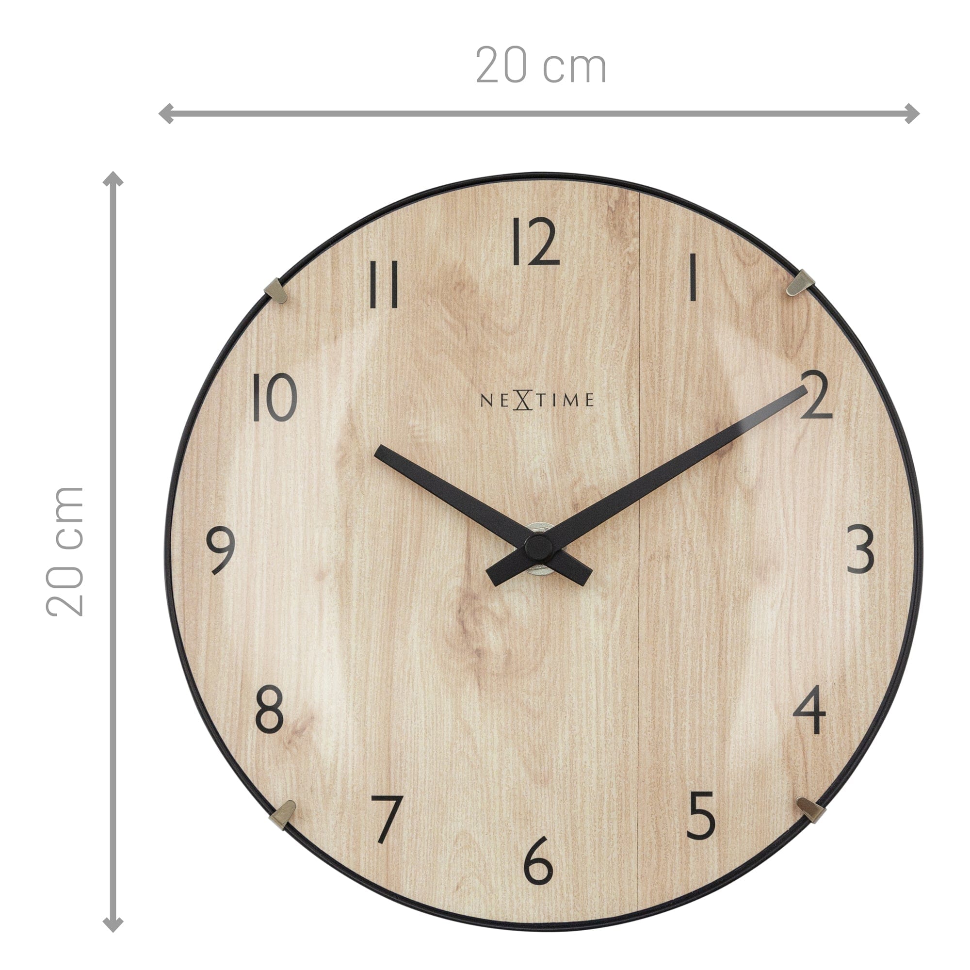 Table/Wall clock 20cm - Domed glass lens - Silent - Light Wood color - Glass - "Edge Wood Mini" - Goat Corp