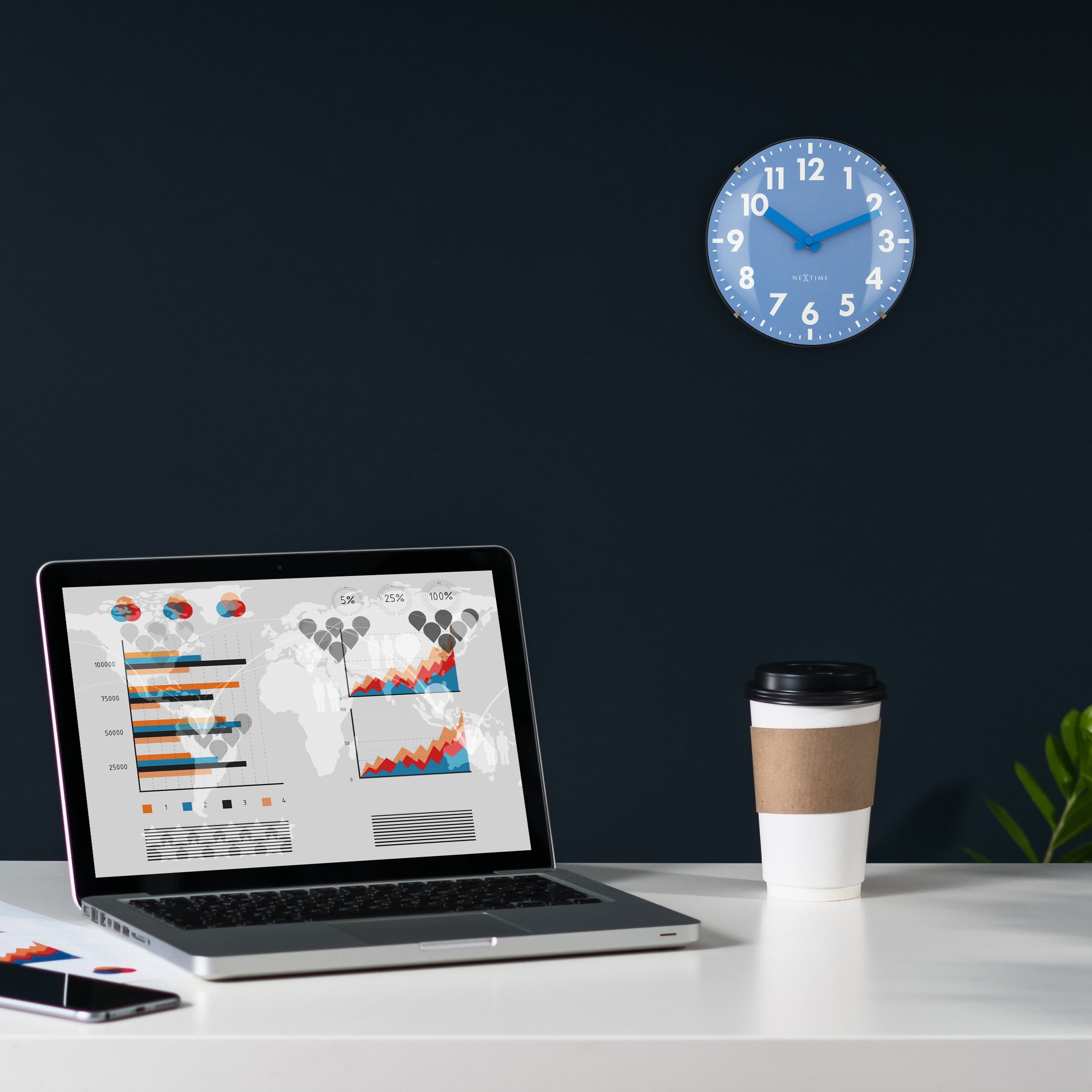 Table/Wall clock 20cm - Domed glass lens - Silent - Glass - "Duomo Mini" - Goat Corp