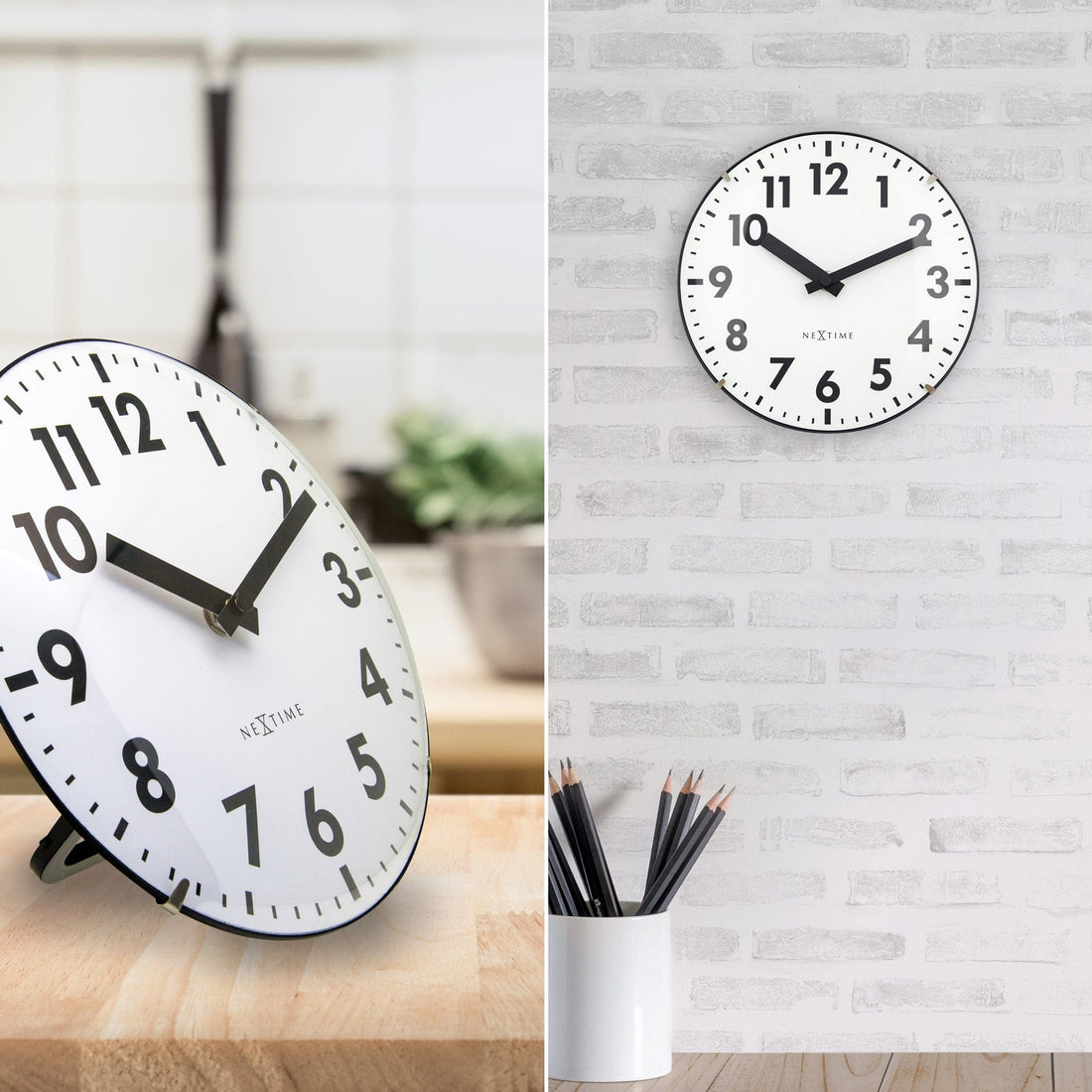 Table/Wall clock 20cm - Domed glass lens - Silent - Glass - "Duomo Mini" - Goat Corp