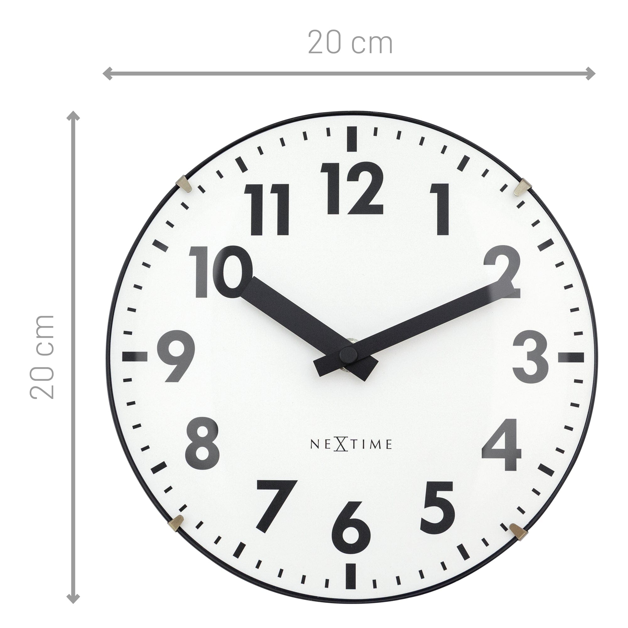 Table/Wall clock 20cm - Domed glass lens - Silent - Glass - "Duomo Mini" - Goat Corp