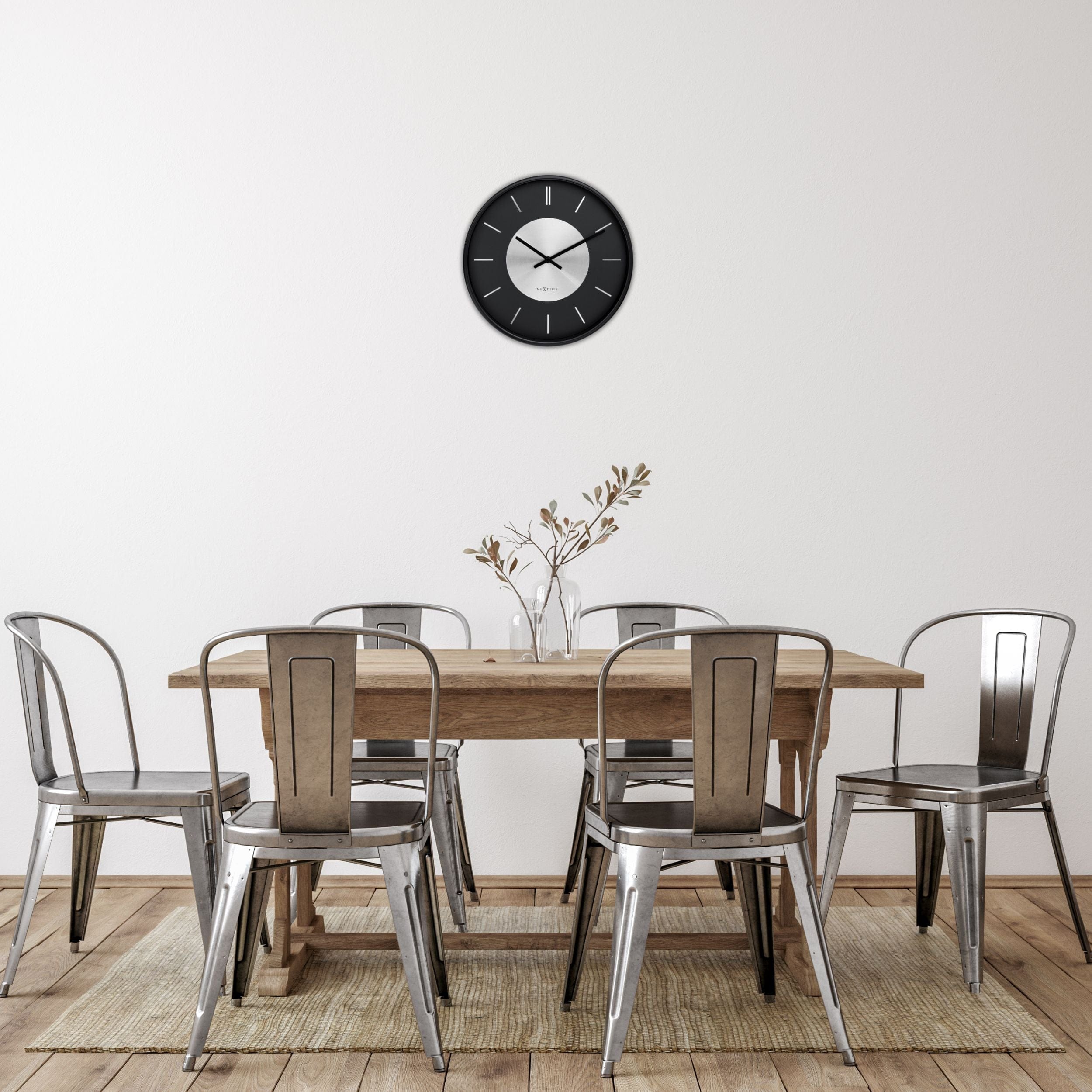 Wall Clock 25cm-Silent-Metal-NeXtime 'Retro II' - Goat Corp