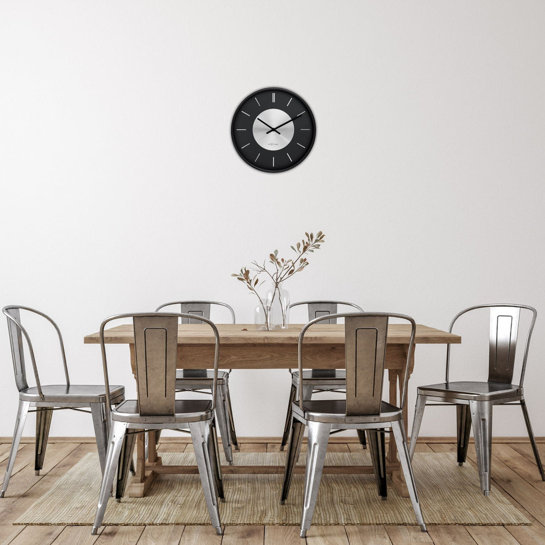 Wall Clock 25cm-Silent-Metal-NeXtime 'Retro II' - Goat Corp
