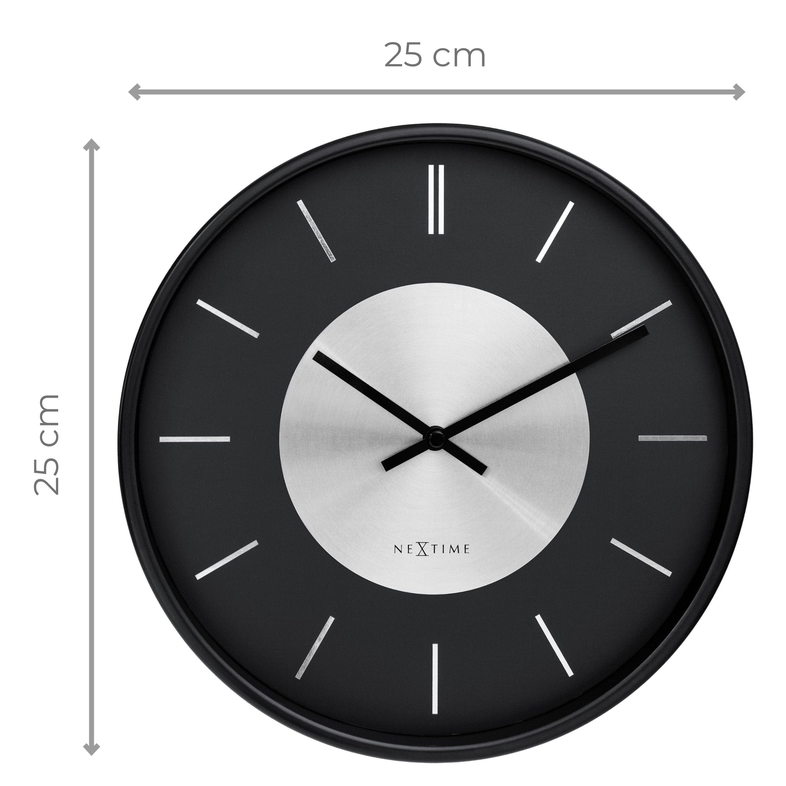 Wall Clock 25cm-Silent-Metal-NeXtime 'Retro II' - Goat Corp