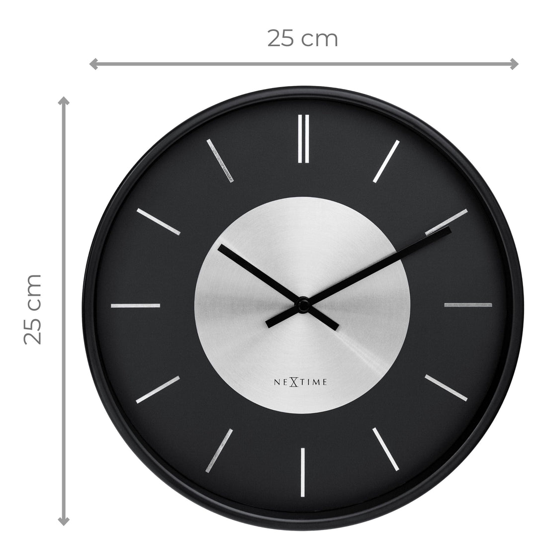 Wall Clock 25cm-Silent-Metal-NeXtime 'Retro II' - Goat Corp
