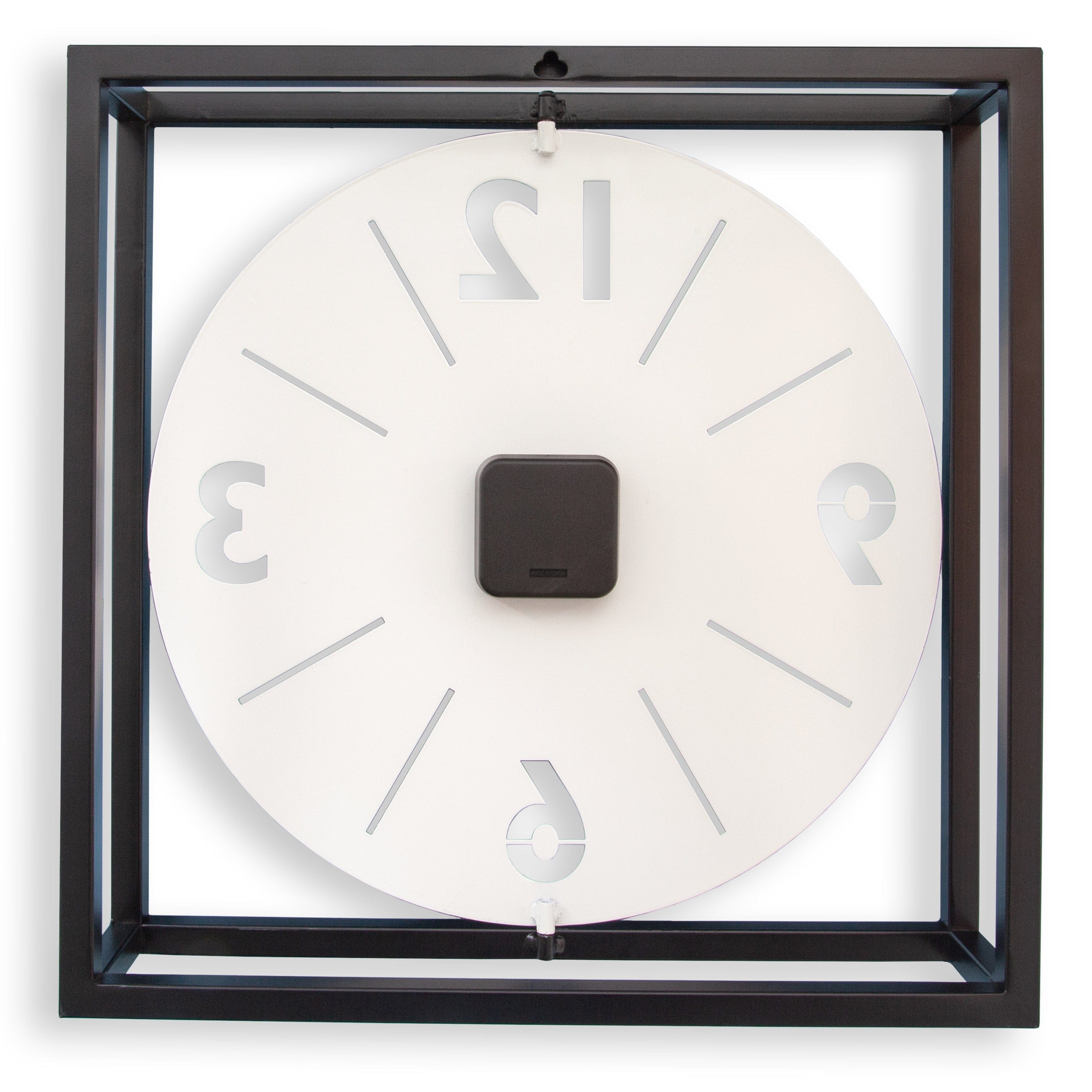 Table / Wall clock 40 x 40 x 9.5 cm - Metal - Black / White - NeXtime 'Time Frame' - Goat Corp