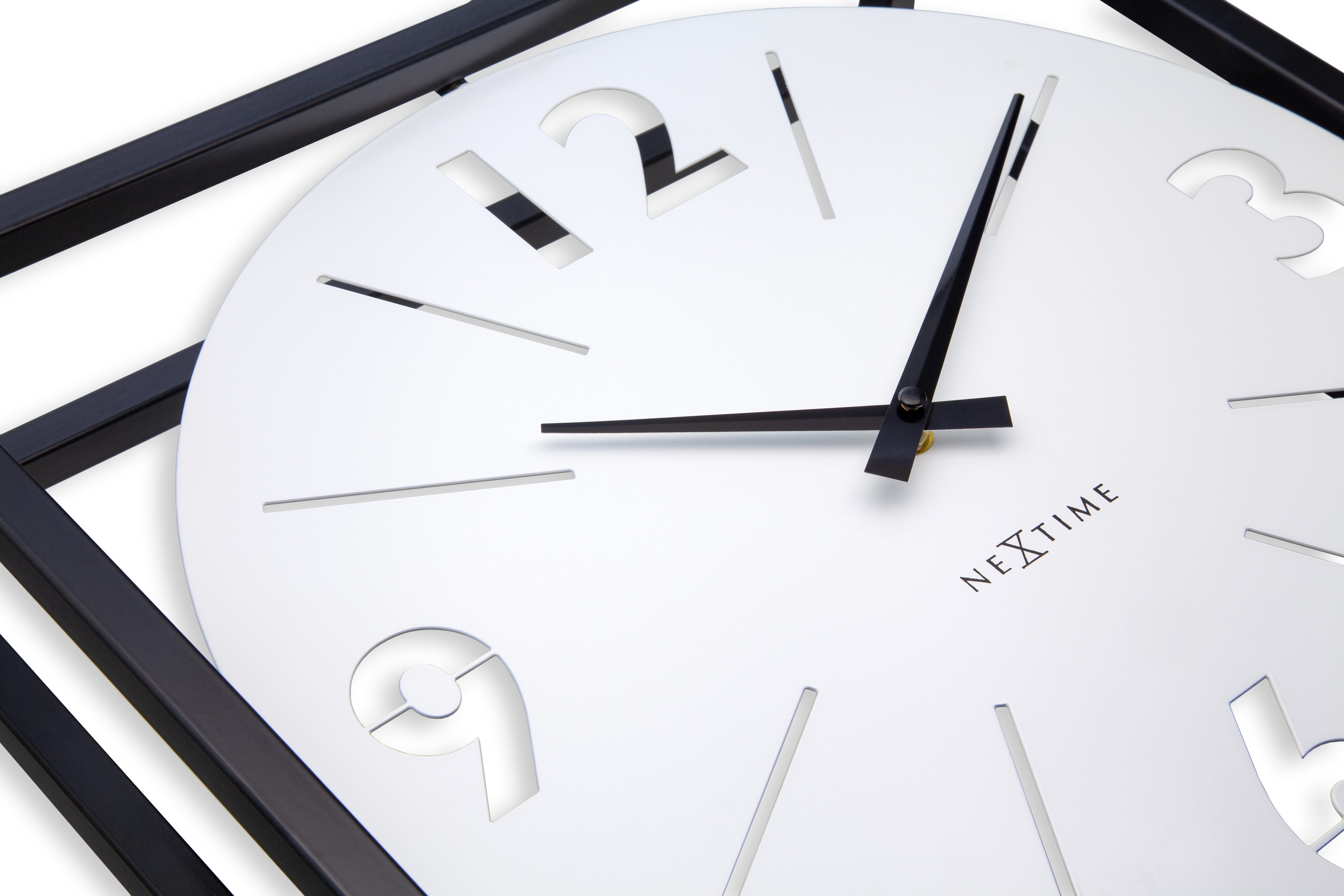 Table / Wall clock 40 x 40 x 9.5 cm - Metal - Black / White - NeXtime 'Time Frame' - Goat Corp