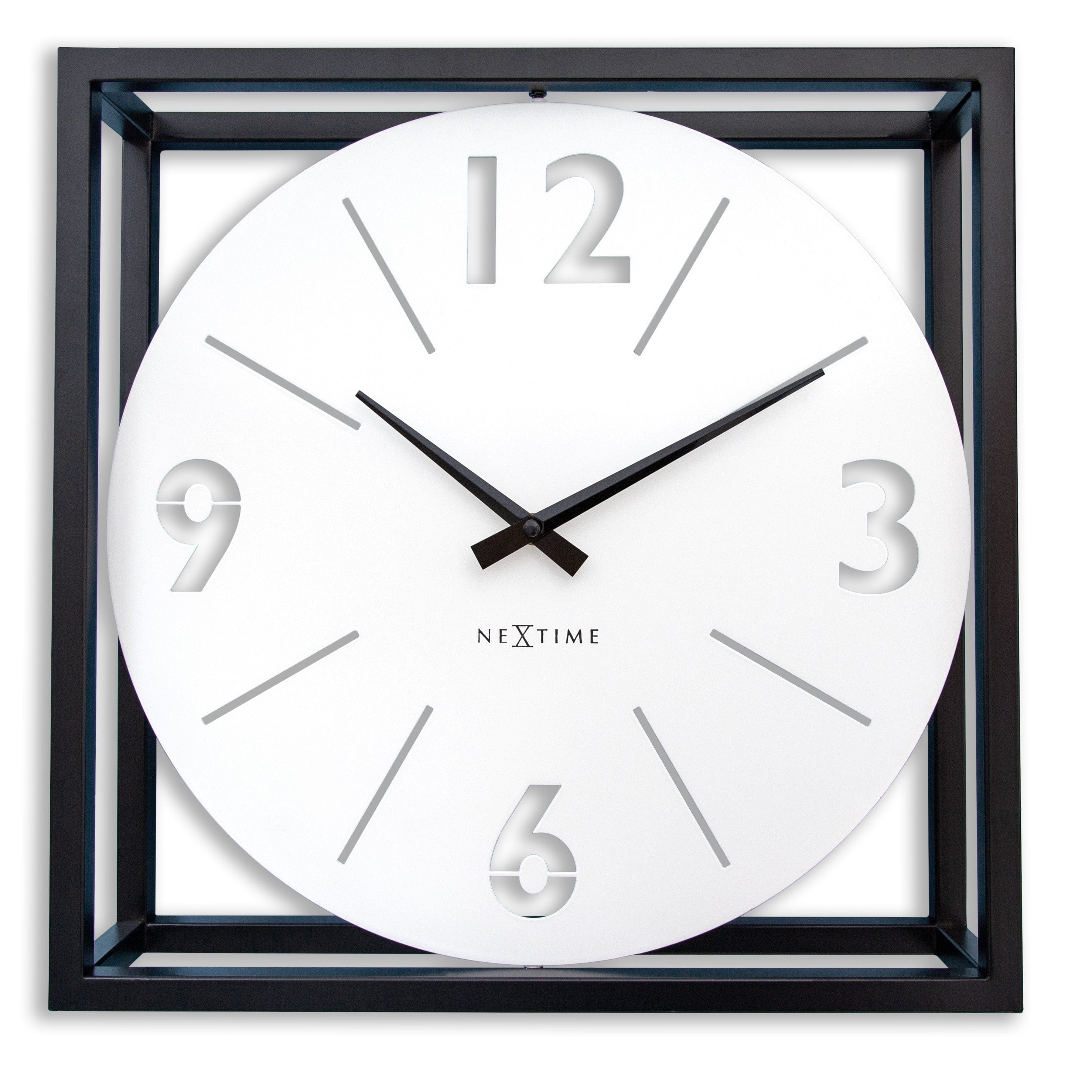 Table / Wall clock 40 x 40 x 9.5 cm - Metal - Black / White - NeXtime 'Time Frame' - Goat Corp