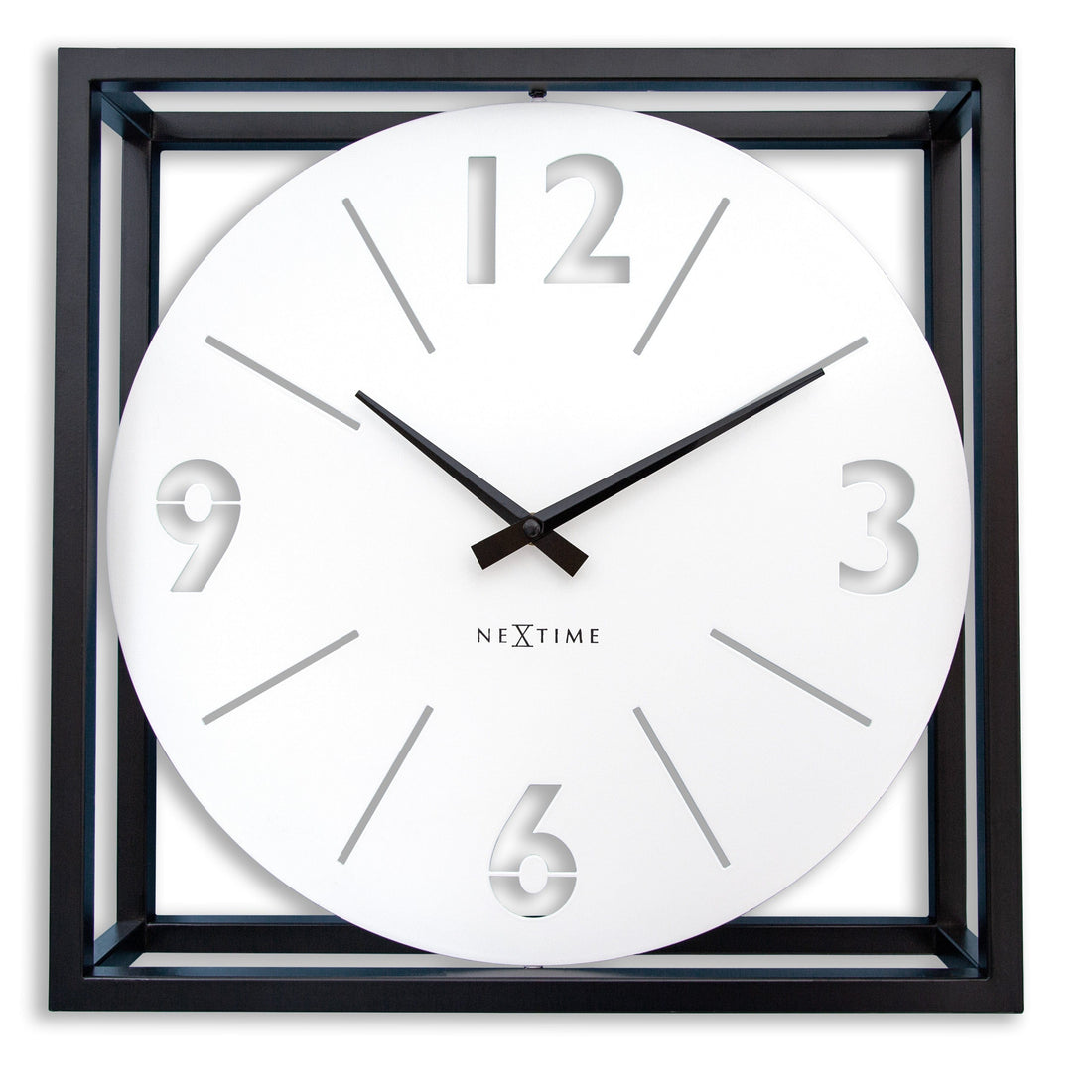 Table / Wall clock 40 x 40 x 9.5 cm - Metal - Black / White - NeXtime 'Time Frame' - Goat Corp