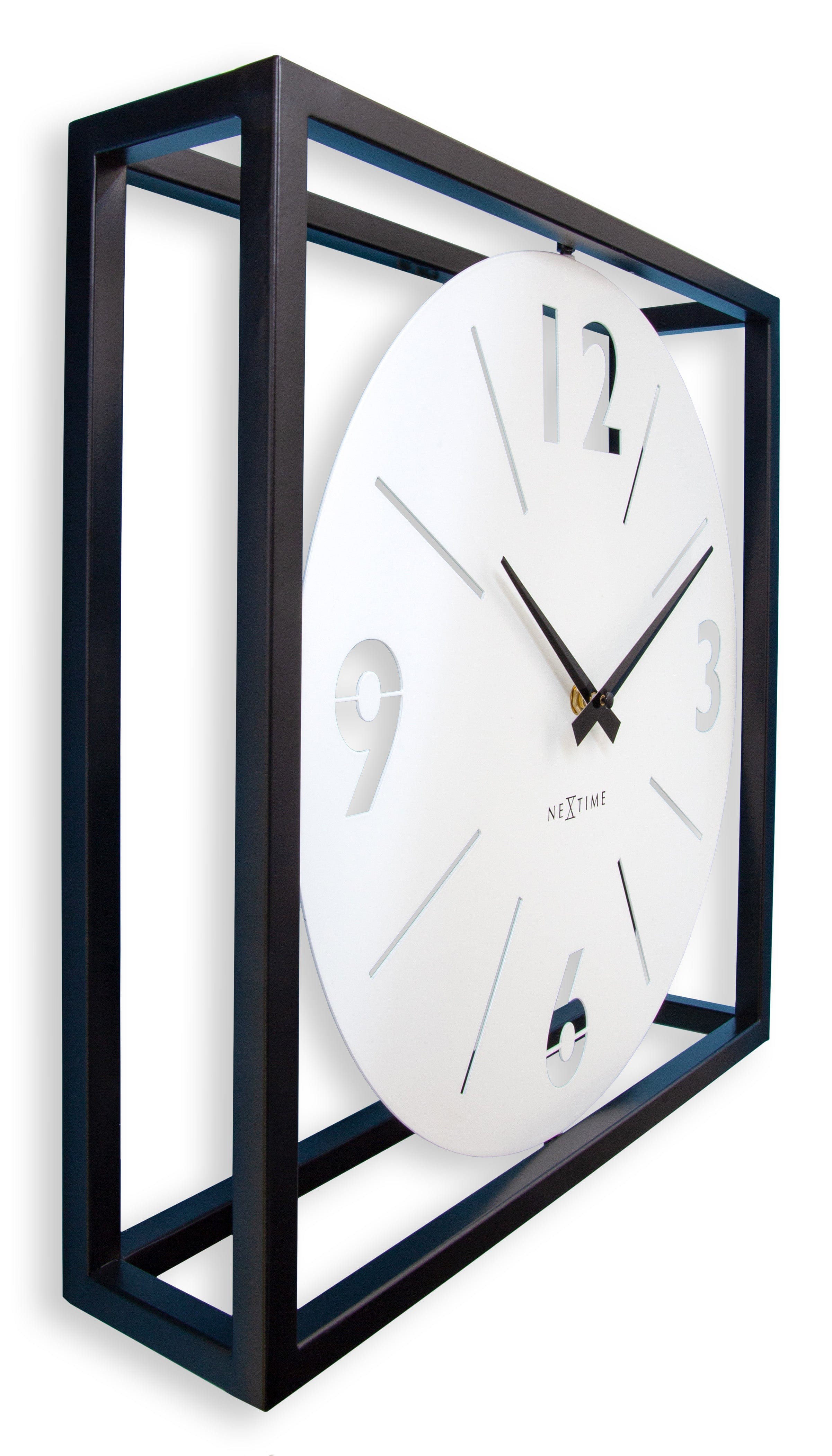 Table / Wall clock 40 x 40 x 9.5 cm - Metal - Black / White - NeXtime 'Time Frame' - Goat Corp