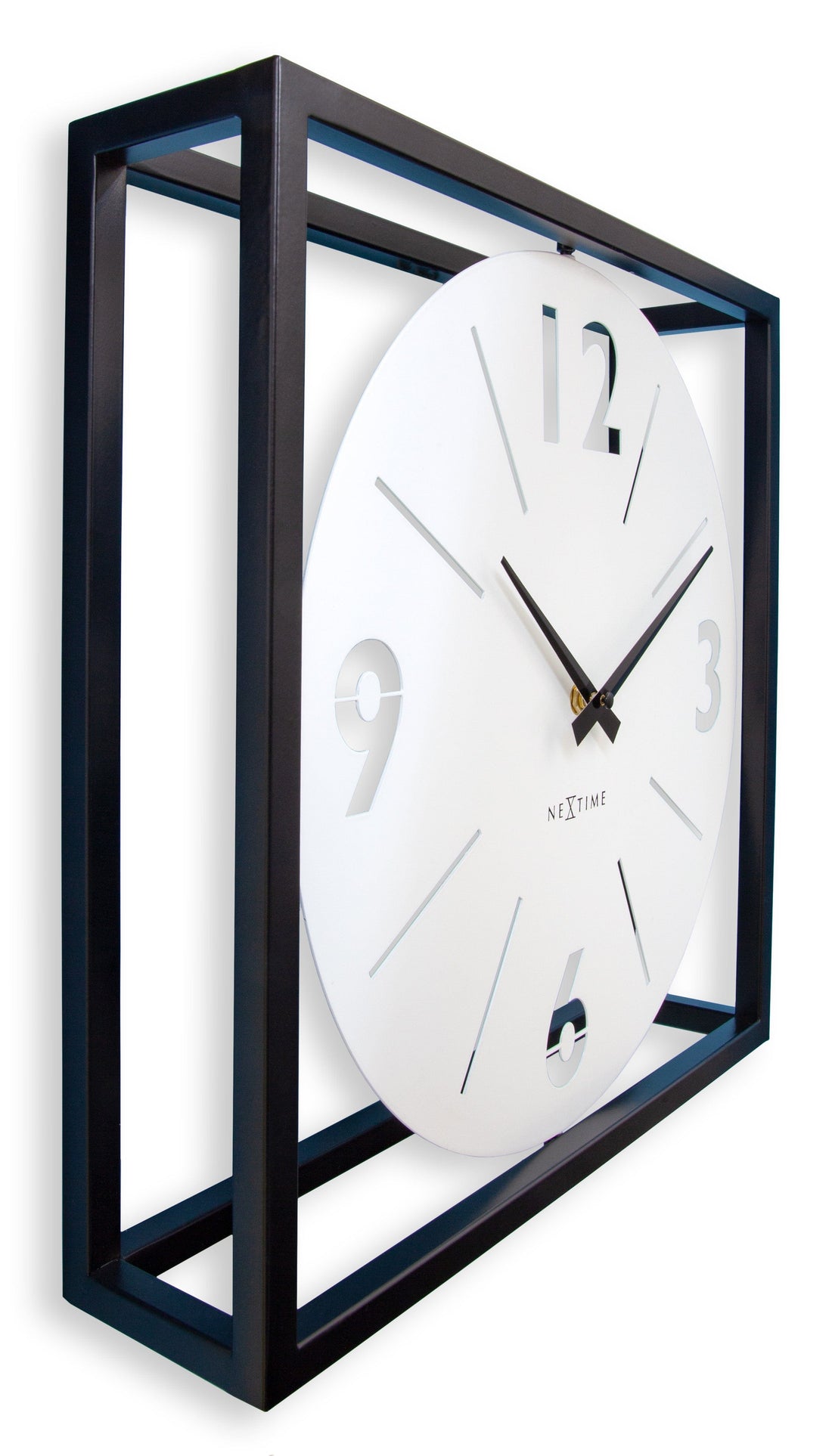 Table / Wall clock 40 x 40 x 9.5 cm - Metal - Black / White - NeXtime 'Time Frame' - Goat Corp