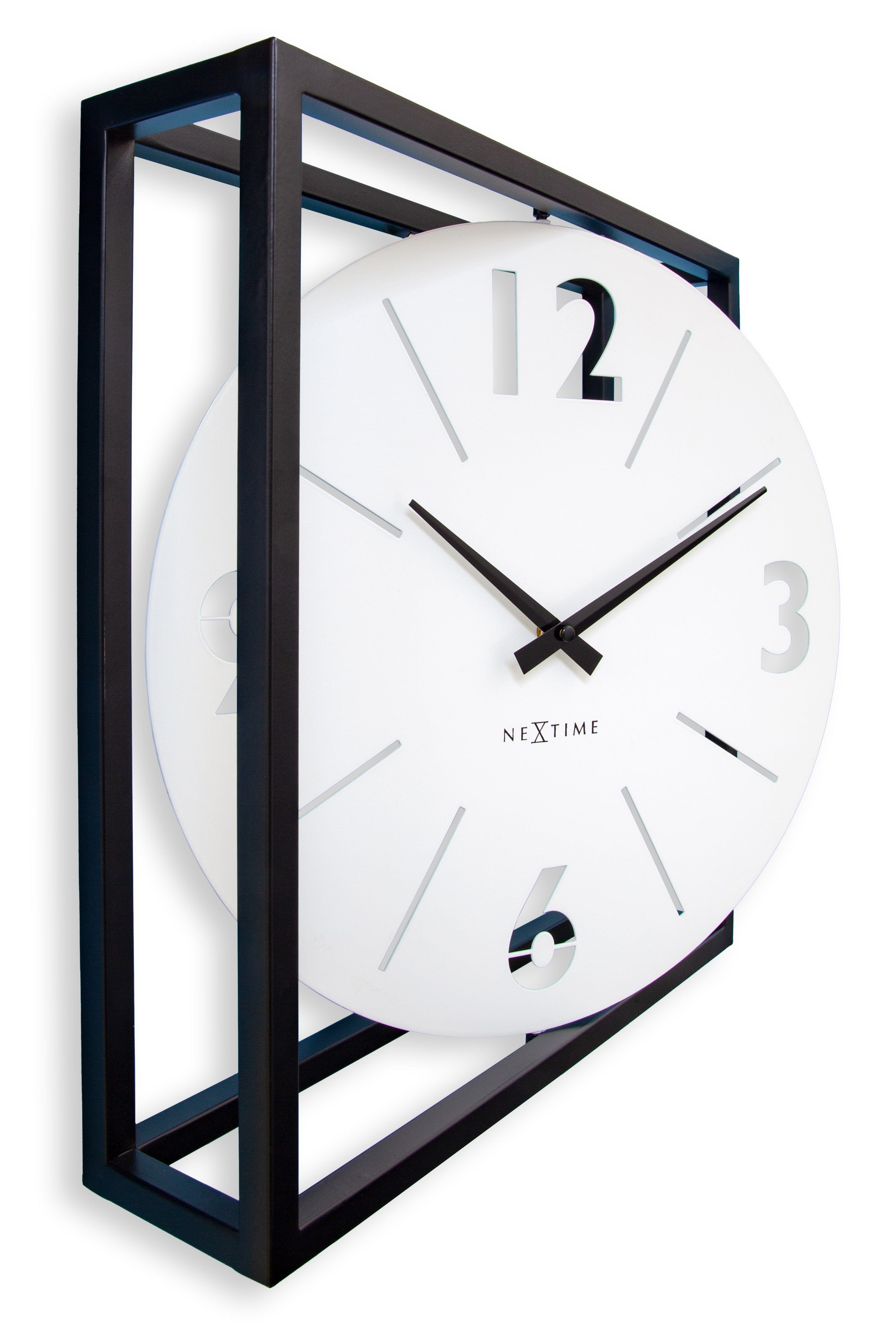 Table / Wall clock 40 x 40 x 9.5 cm - Metal - Black / White - NeXtime 'Time Frame' - Goat Corp