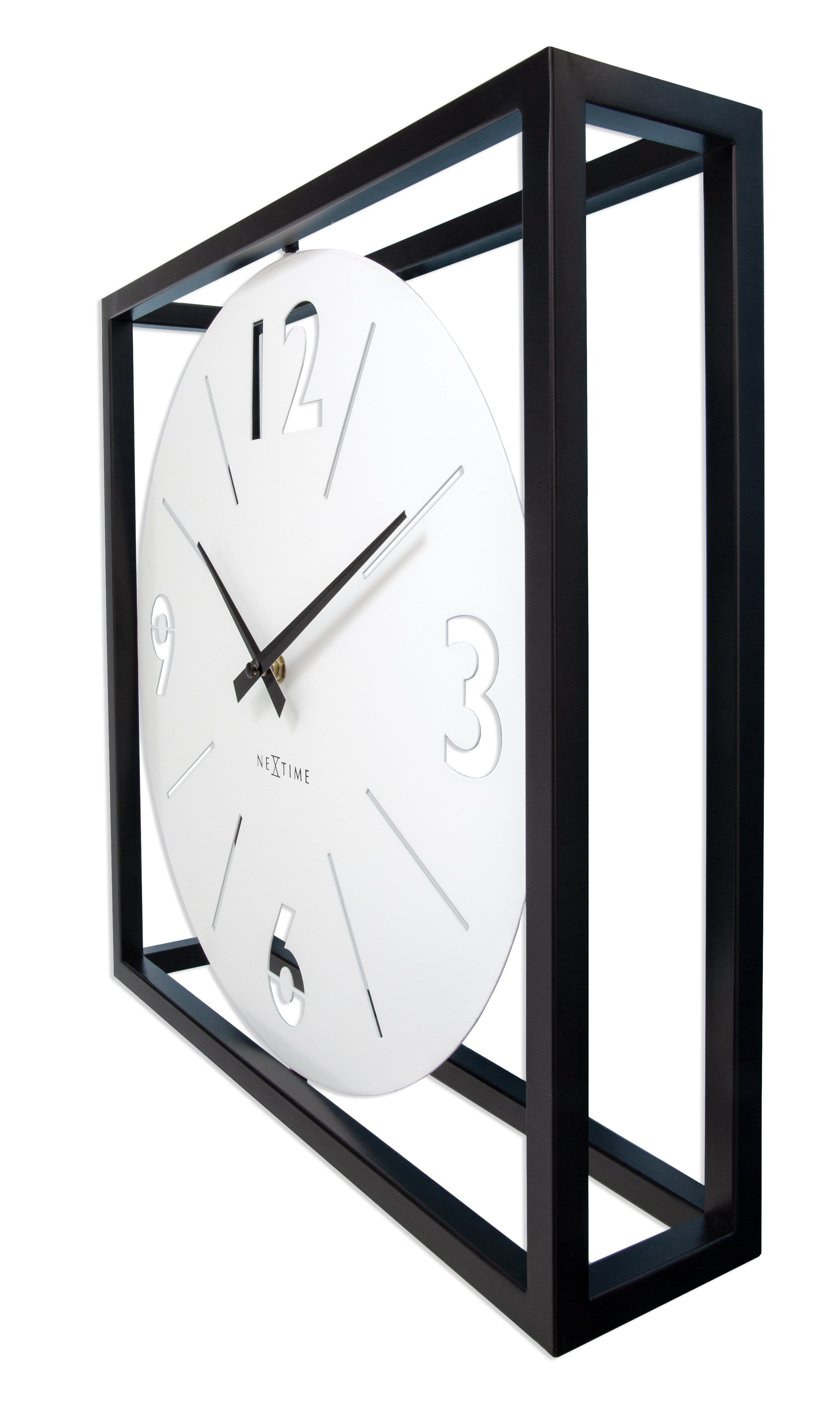 Table / Wall clock 40 x 40 x 9.5 cm - Metal - Black / White - NeXtime 'Time Frame' - Goat Corp