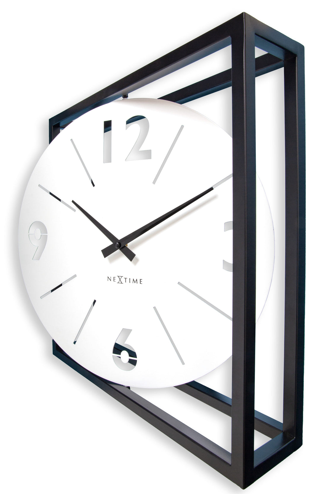 Table / Wall clock 40 x 40 x 9.5 cm - Metal - Black / White - NeXtime 'Time Frame' - Goat Corp