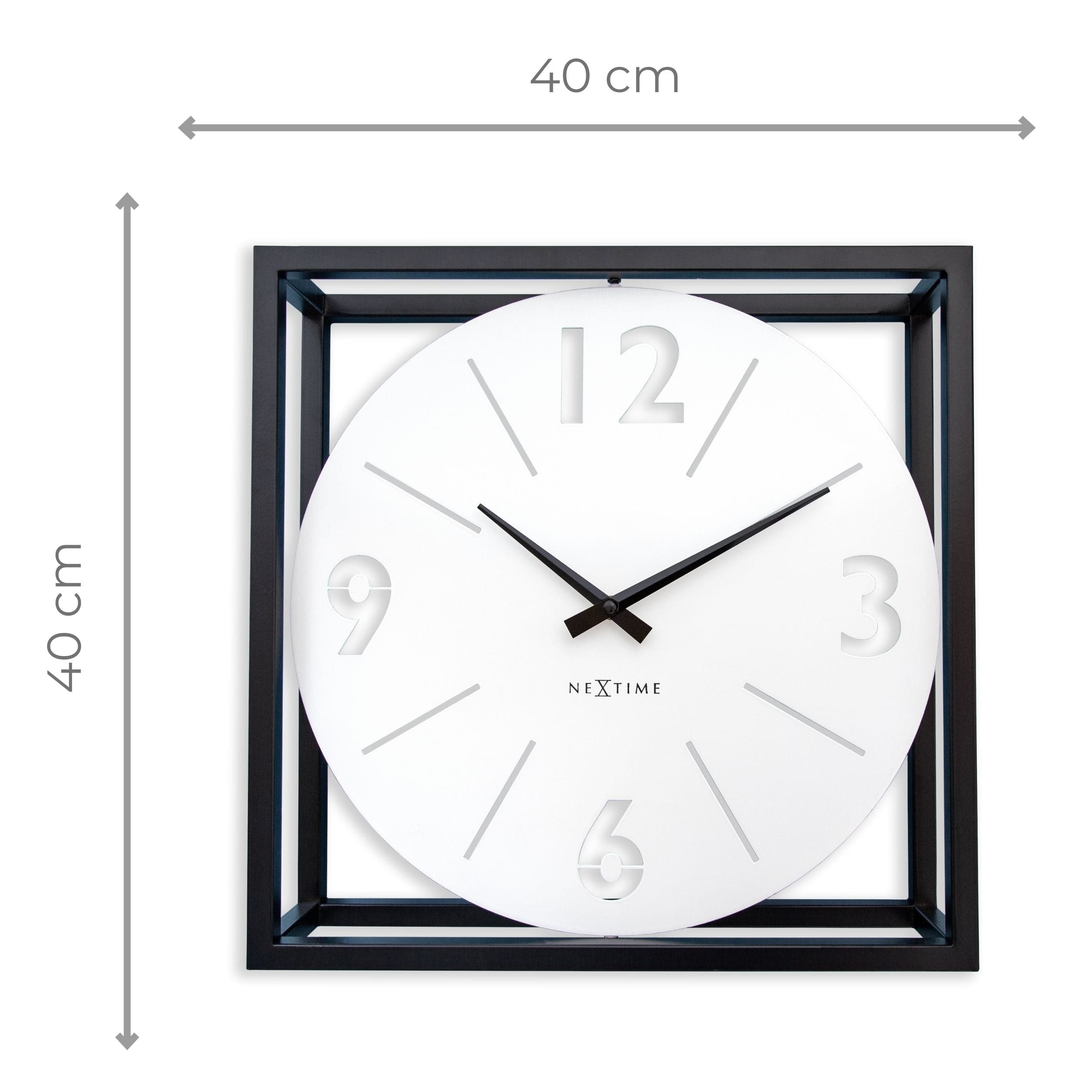 Table / Wall clock 40 x 40 x 9.5 cm - Metal - Black / White - NeXtime 'Time Frame' - Goat Corp