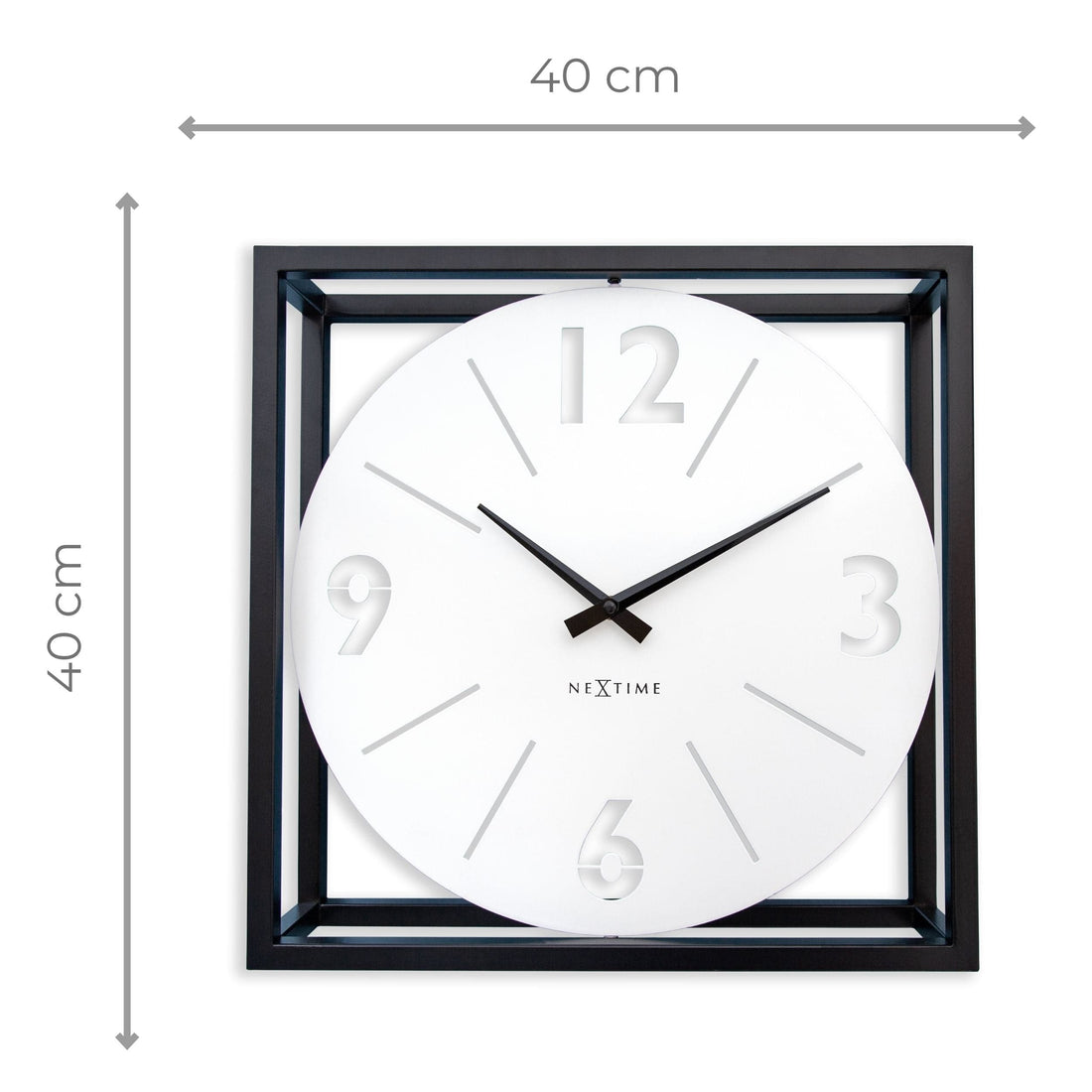 Table / Wall clock 40 x 40 x 9.5 cm - Metal - Black / White - NeXtime 'Time Frame' - Goat Corp
