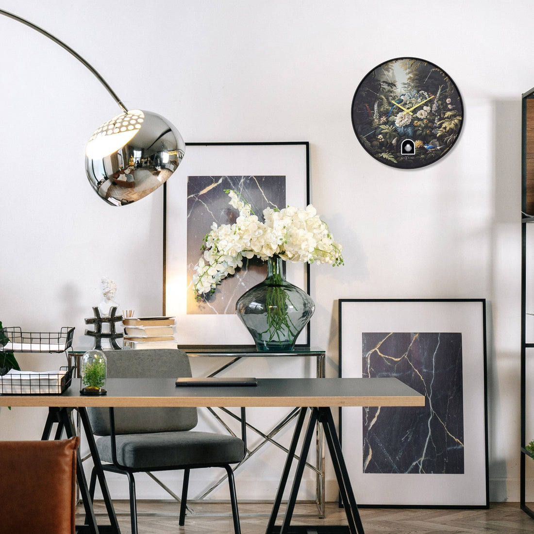 Wall clock 30cmØ - Plastic - Black - Cuckoo - NeXtime 'Vanity Cuckoo' - Goat Corp