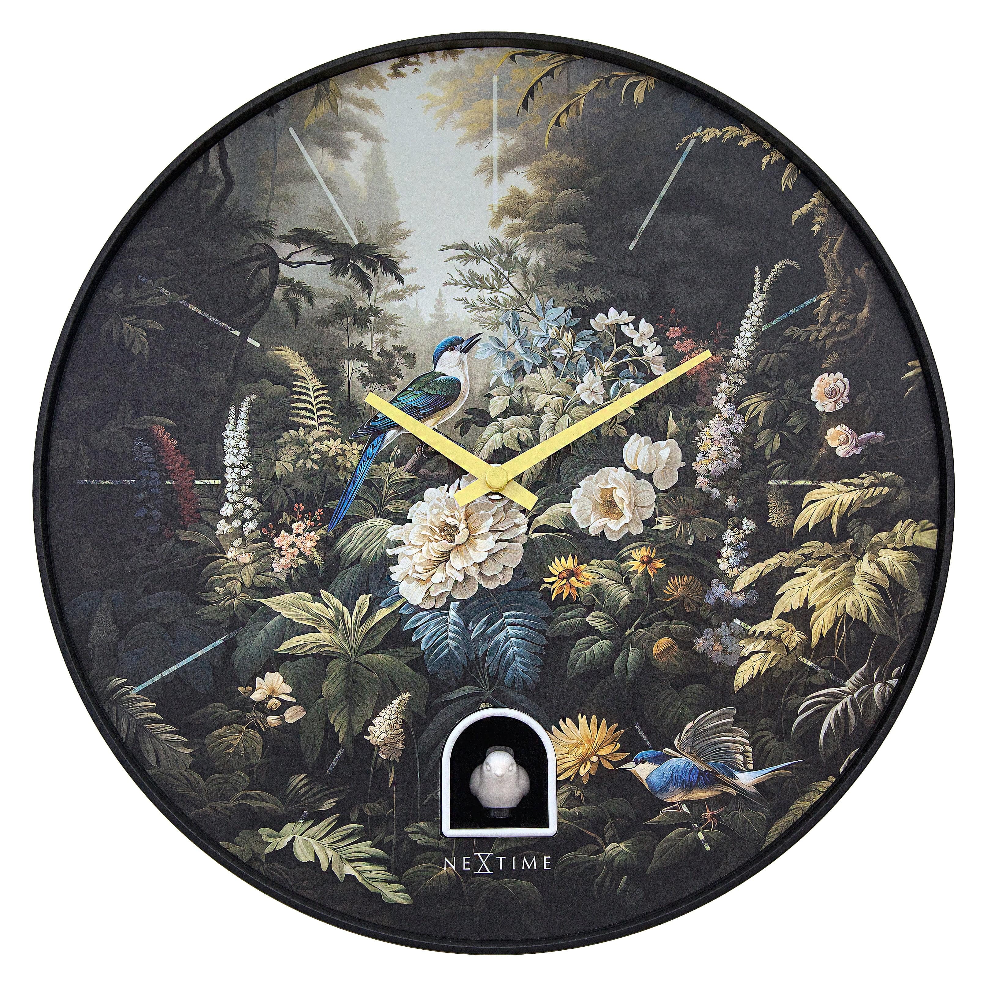 Wall clock 30cmØ - Plastic - Black - Cuckoo - NeXtime 'Vanity Cuckoo' - Goat Corp