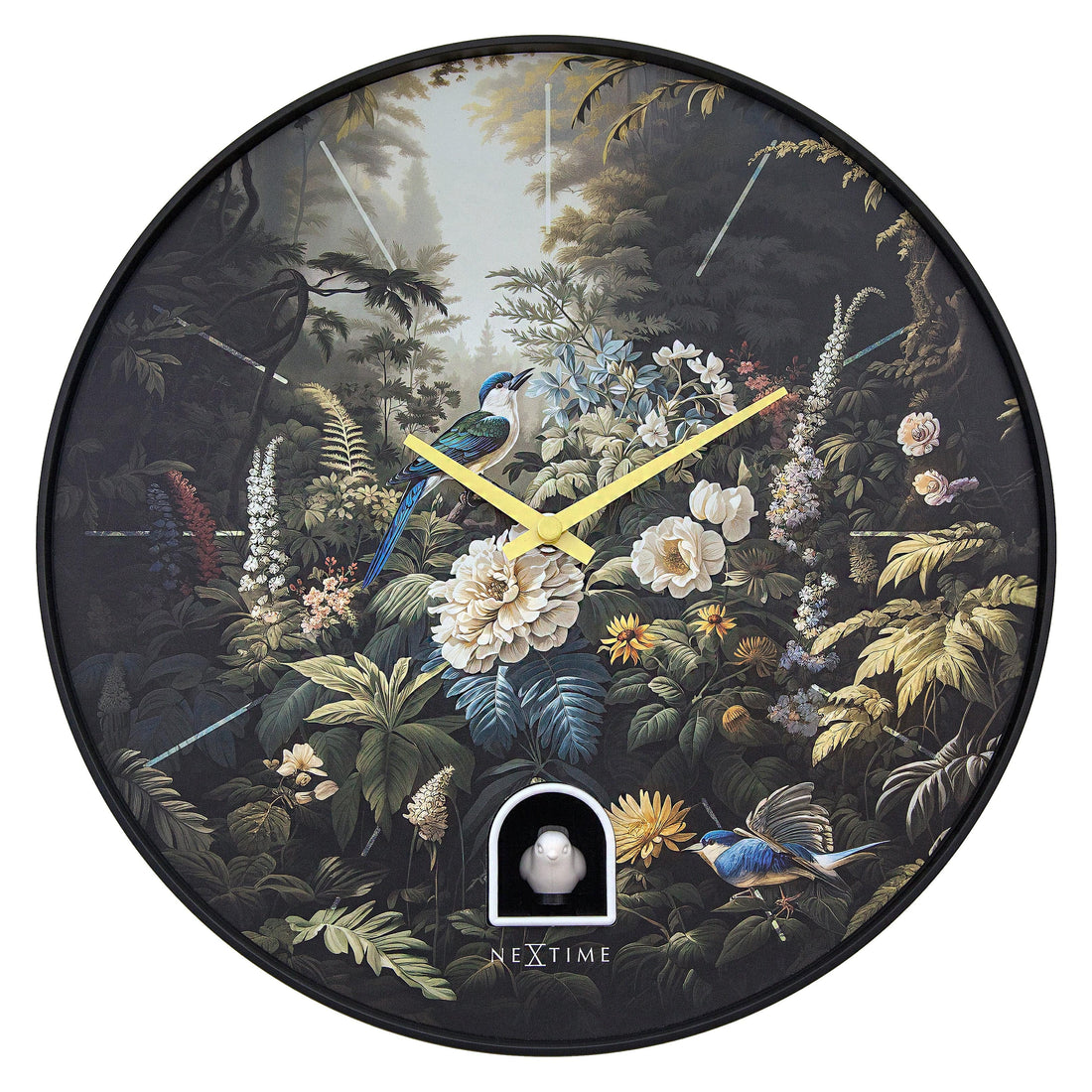 Wall clock 30cmØ - Plastic - Black - Cuckoo - NeXtime 'Vanity Cuckoo' - Goat Corp