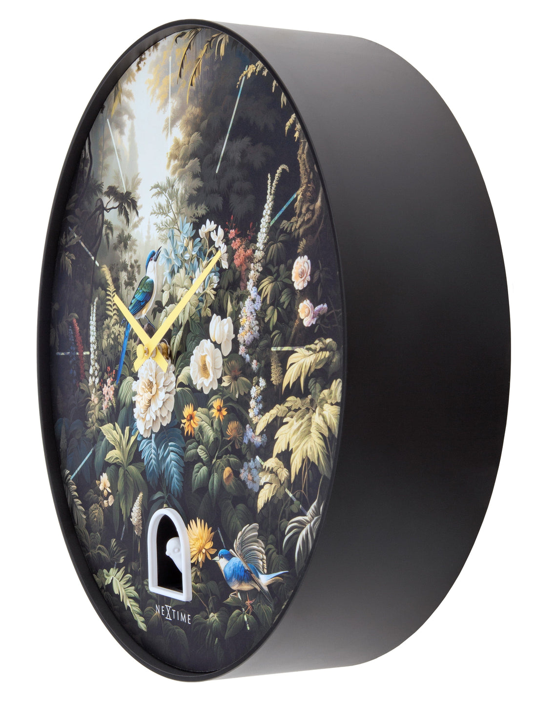 Wall clock 30cmØ - Plastic - Black - Cuckoo - NeXtime 'Vanity Cuckoo' - Goat Corp