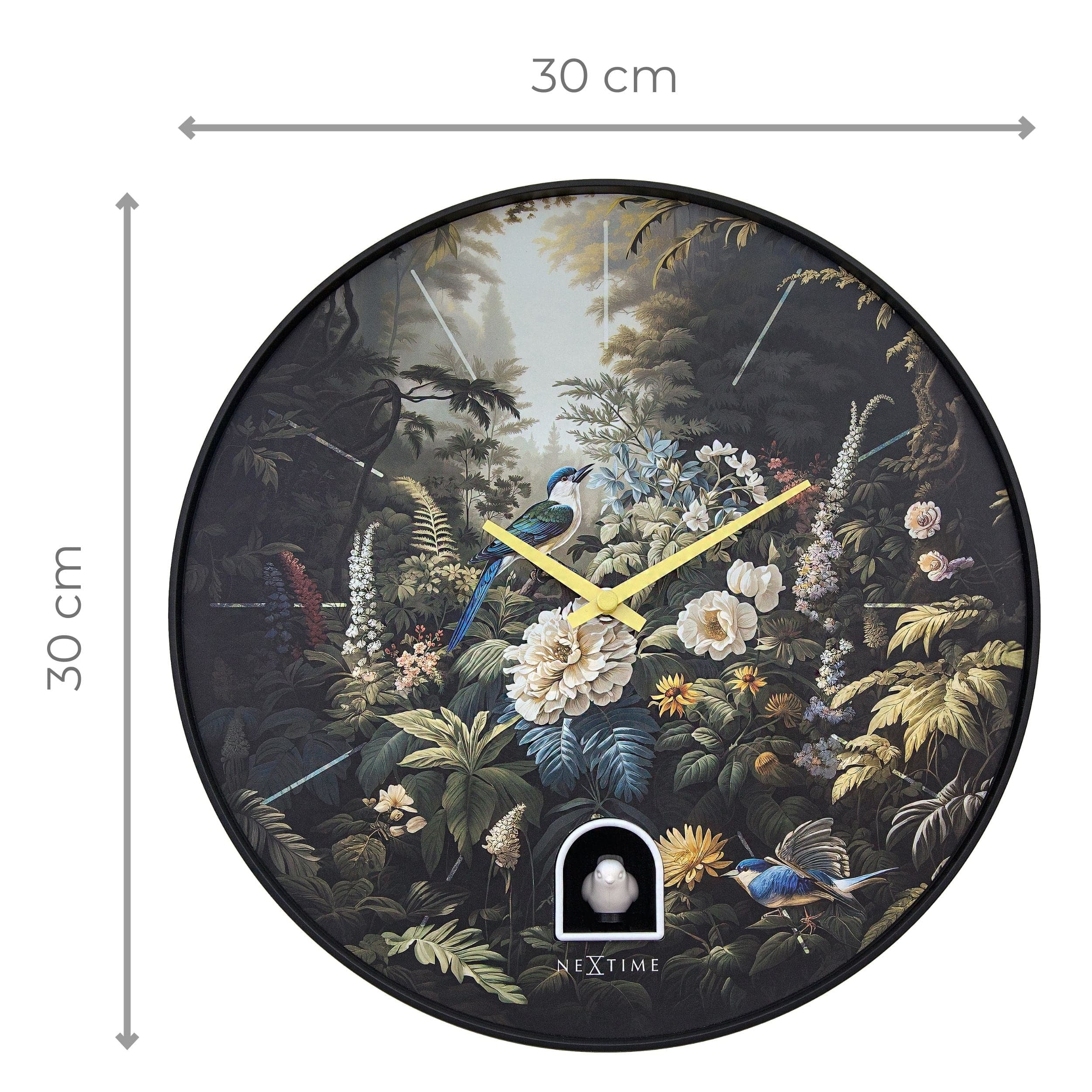 Wall clock 30cmØ - Plastic - Black - Cuckoo - NeXtime 'Vanity Cuckoo' - Goat Corp