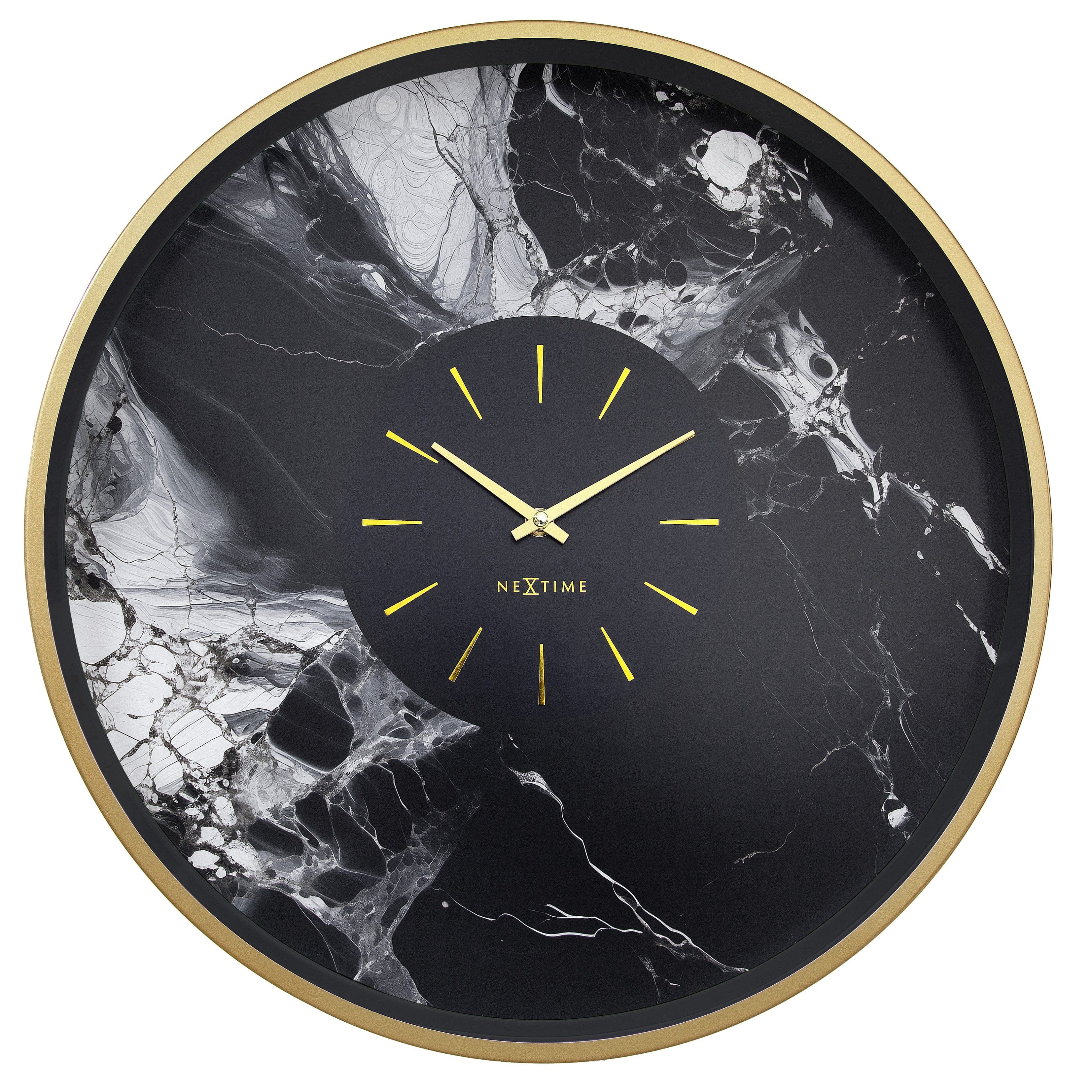 Large Wall Clock 48cm-Silent-Aluminium-NeXtime 'Marble Duo' - Goat Corp