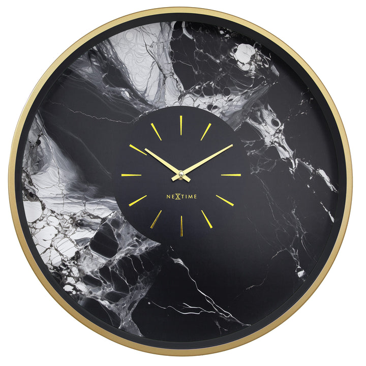 Large Wall Clock 48cm-Silent-Aluminium-NeXtime 'Marble Duo' - Goat Corp