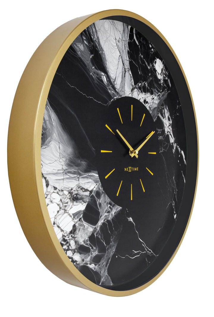 Large Wall Clock 48cm-Silent-Aluminium-NeXtime 'Marble Duo' - Goat Corp