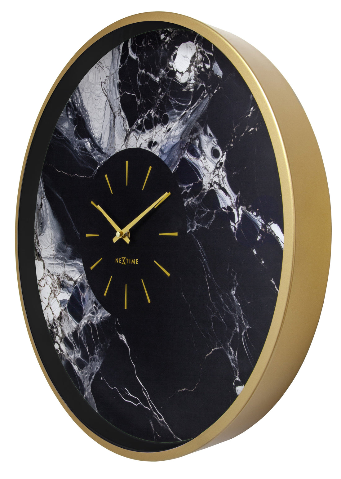 Large Wall Clock 48cm-Silent-Aluminium-NeXtime 'Marble Duo' - Goat Corp