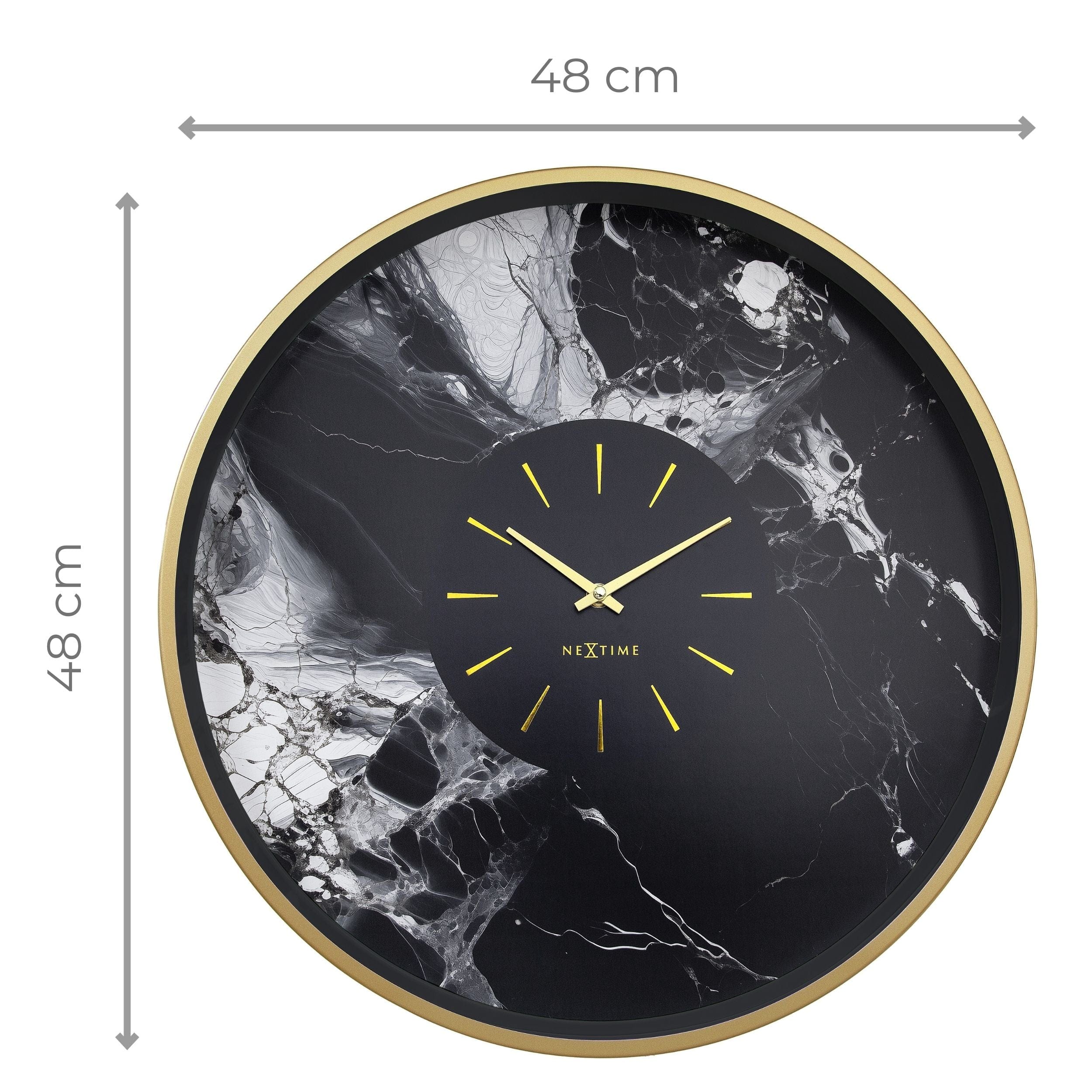 Large Wall Clock 48cm-Silent-Aluminium-NeXtime 'Marble Duo' - Goat Corp