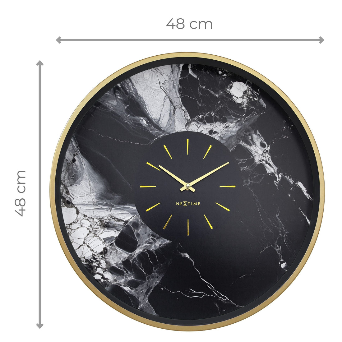Large Wall Clock 48cm-Silent-Aluminium-NeXtime 'Marble Duo' - Goat Corp