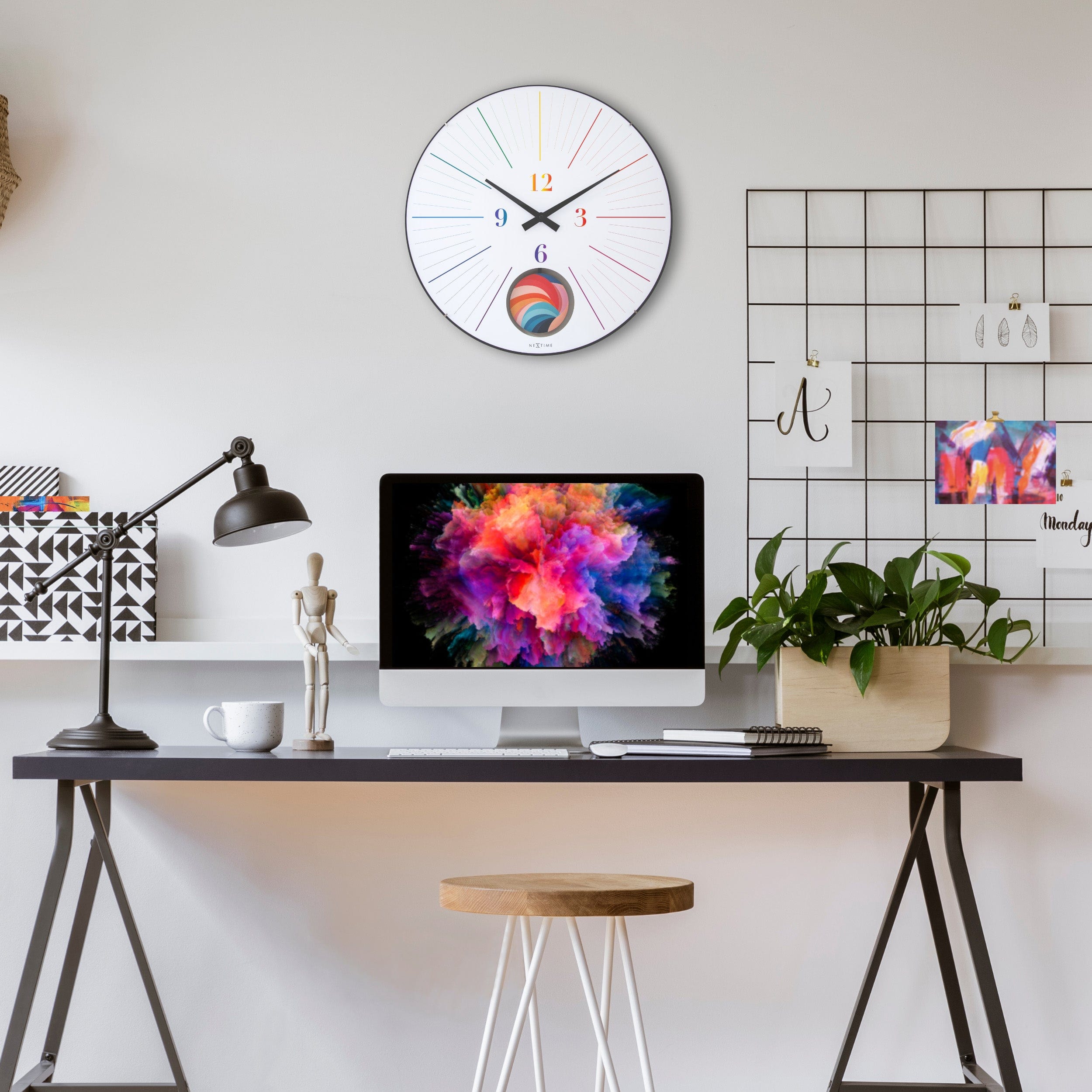 Large Wall Clock 50cm Domed Glass Lens-Silent-Pendulum-NeXtime 'Duomo 50 Pendulum' - Goat Corp