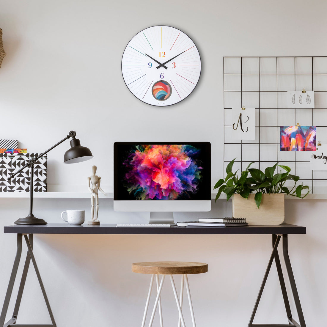 Large Wall Clock 50cm Domed Glass Lens-Silent-Pendulum-NeXtime 'Duomo 50 Pendulum' - Goat Corp