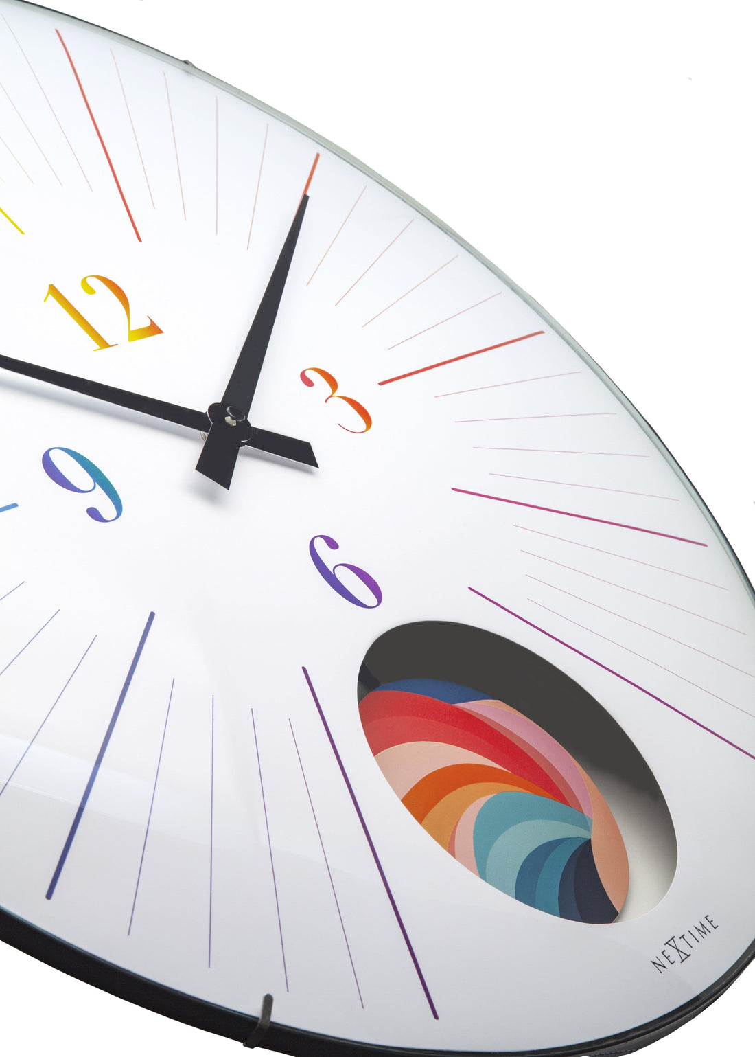 Large Wall Clock 50cm Domed Glass Lens-Silent-Pendulum-NeXtime 'Duomo 50 Pendulum' - Goat Corp