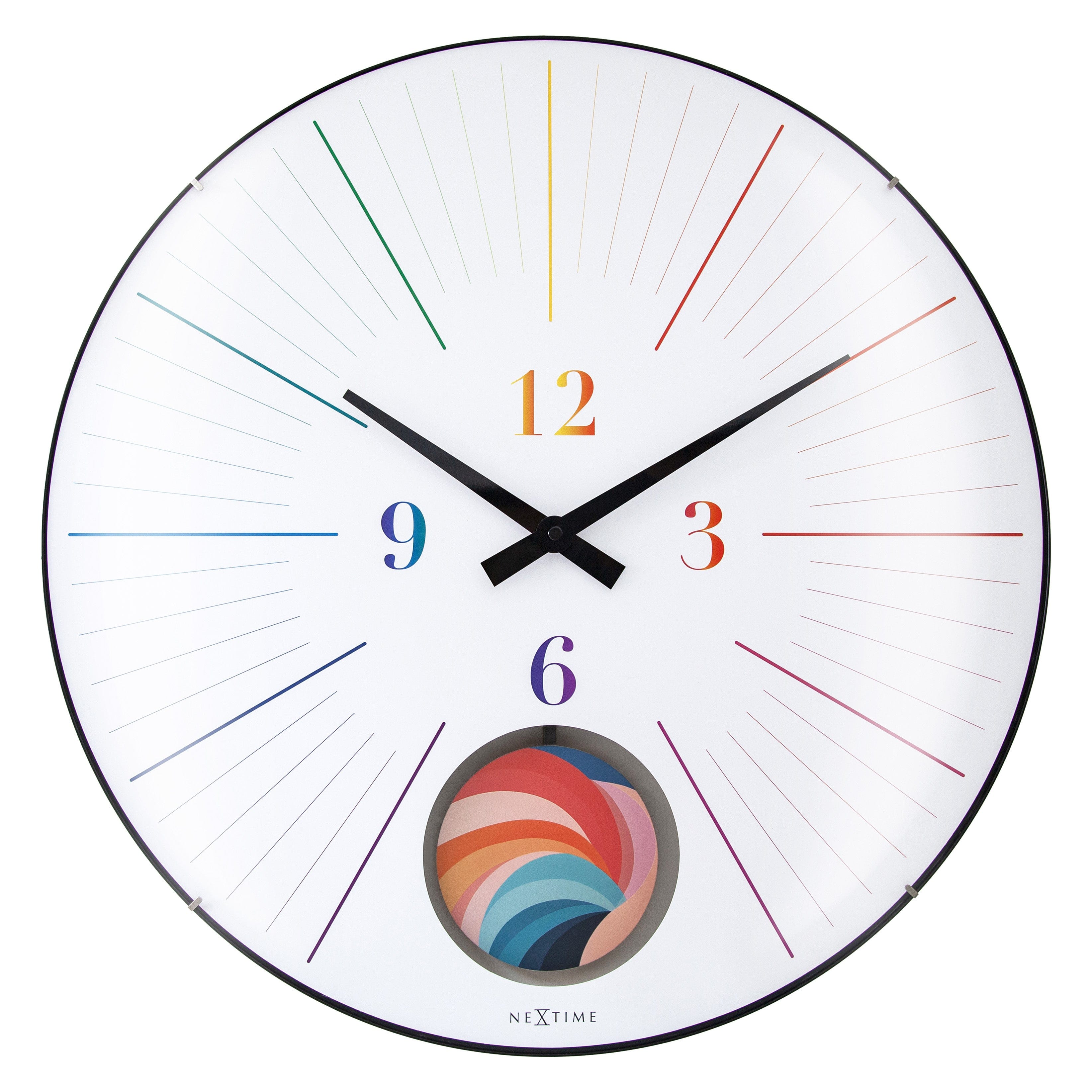 Large Wall Clock 50cm Domed Glass Lens-Silent-Pendulum-NeXtime 'Duomo 50 Pendulum' - Goat Corp