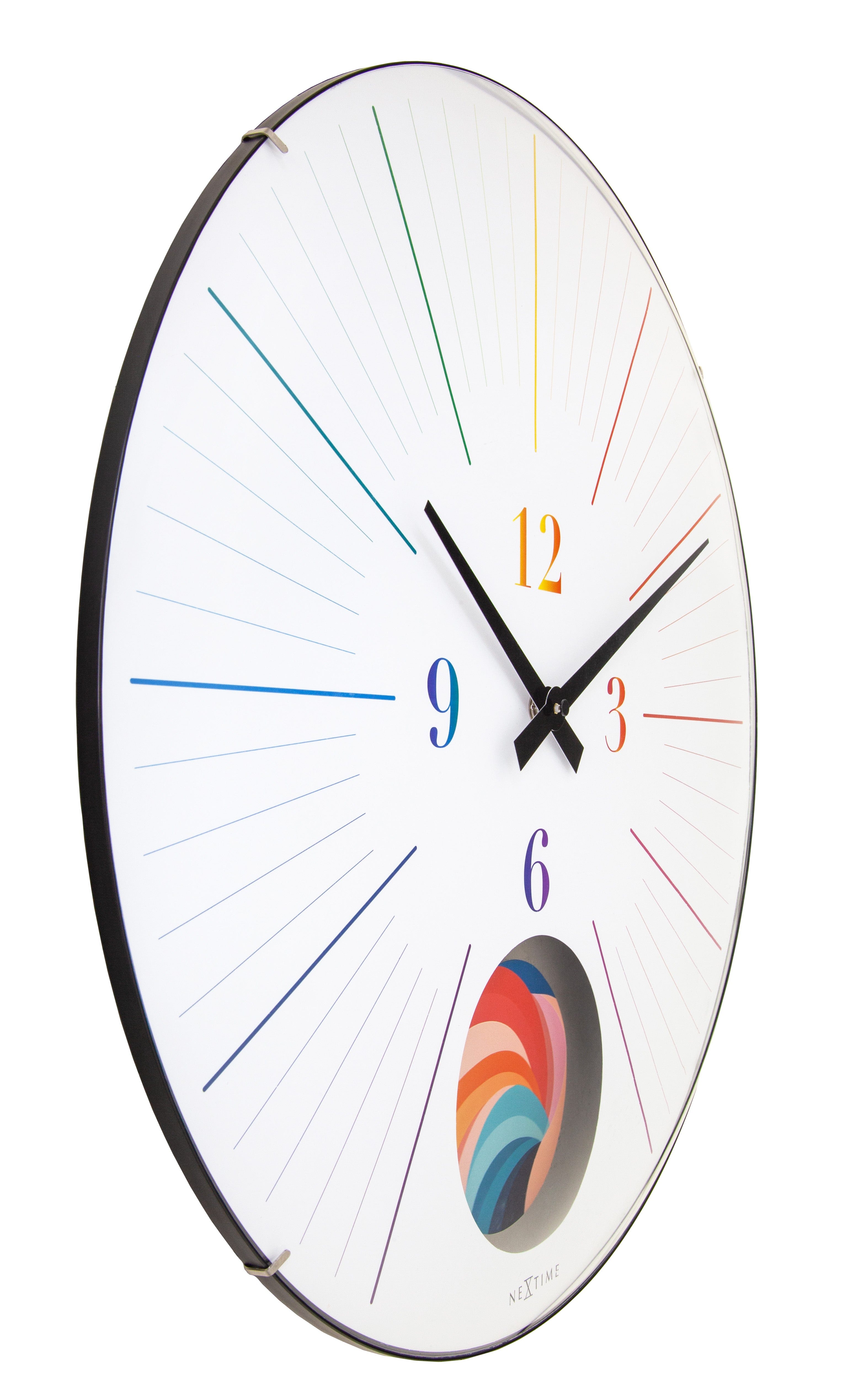 Large Wall Clock 50cm Domed Glass Lens-Silent-Pendulum-NeXtime 'Duomo 50 Pendulum' - Goat Corp
