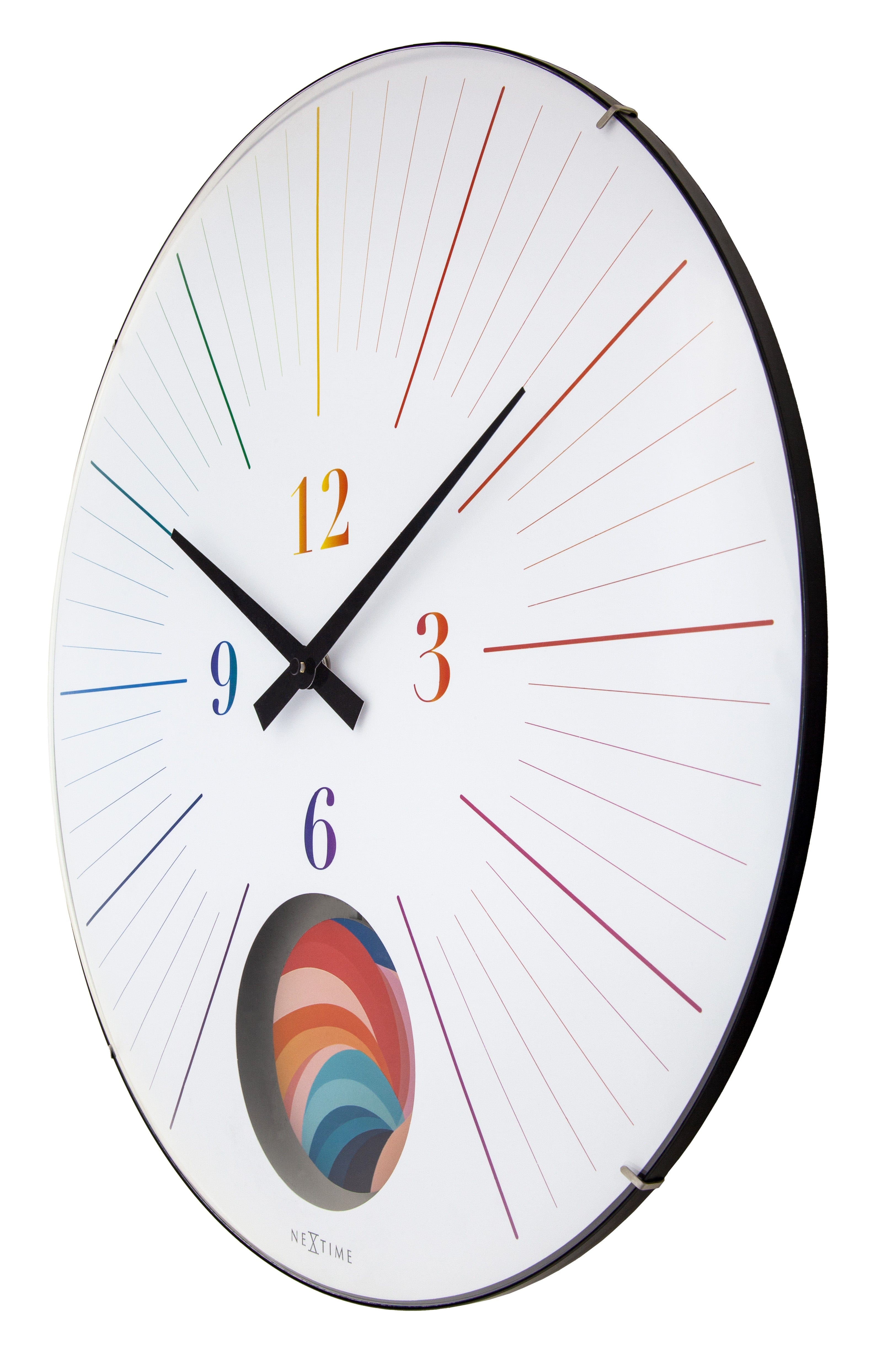 Large Wall Clock 50cm Domed Glass Lens-Silent-Pendulum-NeXtime 'Duomo 50 Pendulum' - Goat Corp