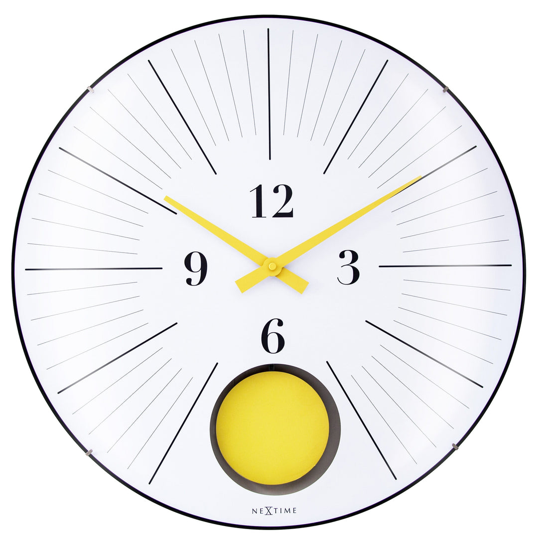 Large Wall Clock 50cm Domed Glass Lens-Silent-Pendulum-NeXtime 'Duomo 50 Pendulum' - Goat Corp
