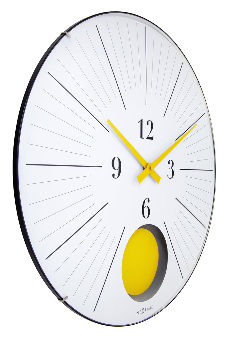 Large Wall Clock 50cm Domed Glass Lens-Silent-Pendulum-NeXtime 'Duomo 50 Pendulum' - Goat Corp
