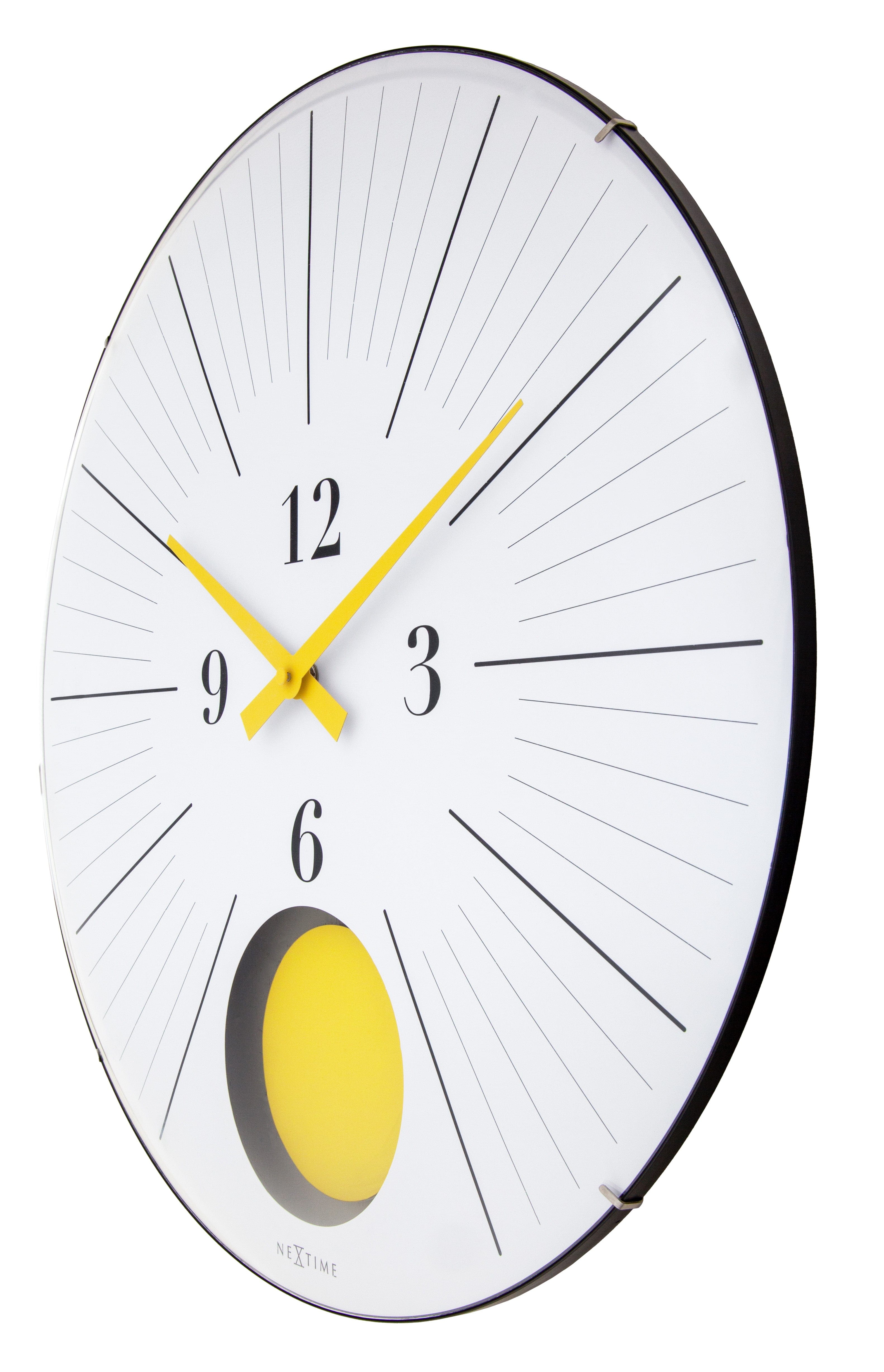 Large Wall Clock 50cm Domed Glass Lens-Silent-Pendulum-NeXtime 'Duomo 50 Pendulum' - Goat Corp